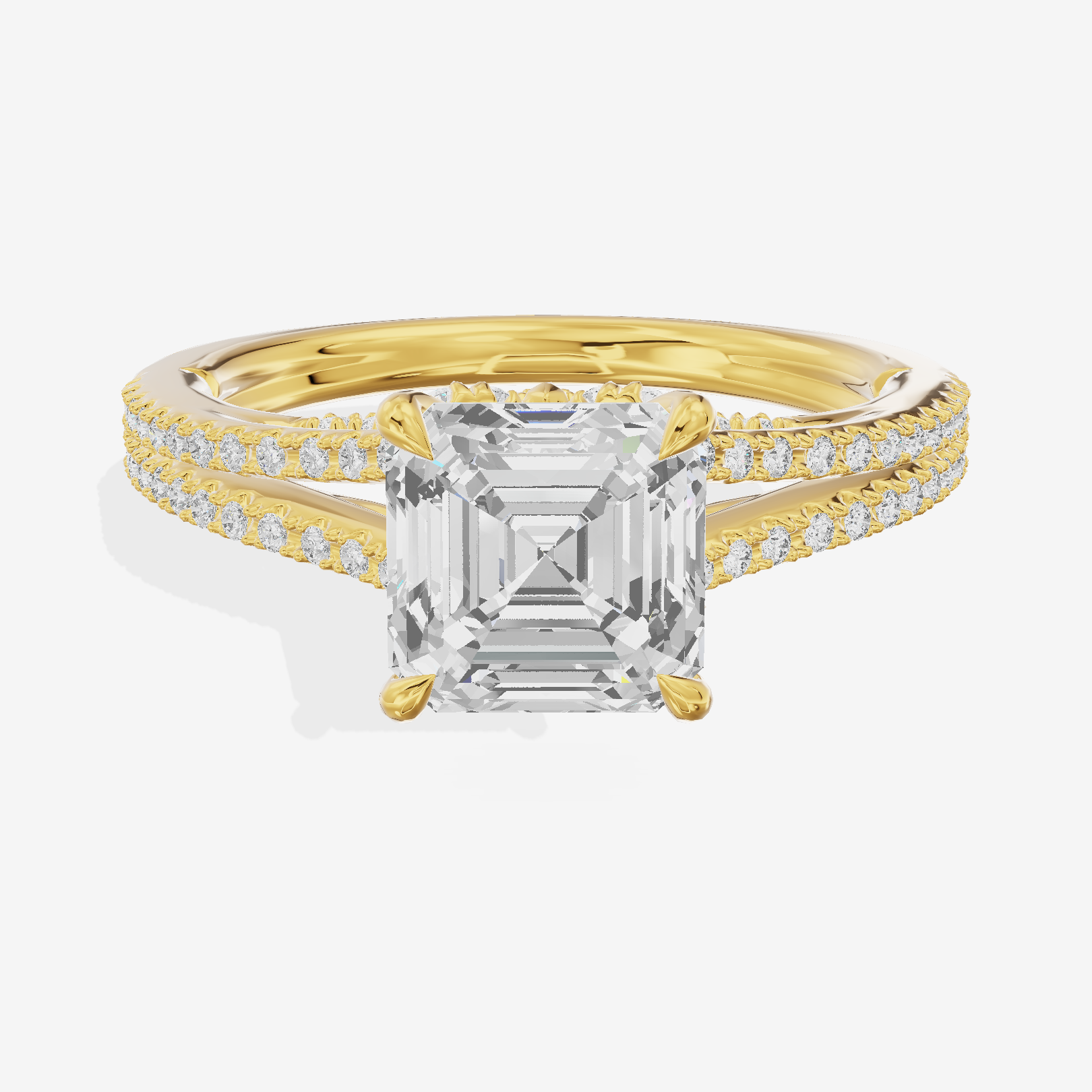 Aimora Cathedral 2mm Asscher Solitaire Engagement Ring (1/3 ct. tw.) in 14K Yellow Gold