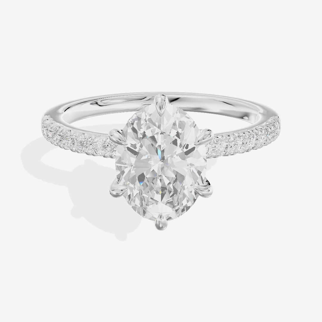 Promezza Cathedral Oval Engagement Ring with Side Stones (1/6 ct. tw.) in Platinum