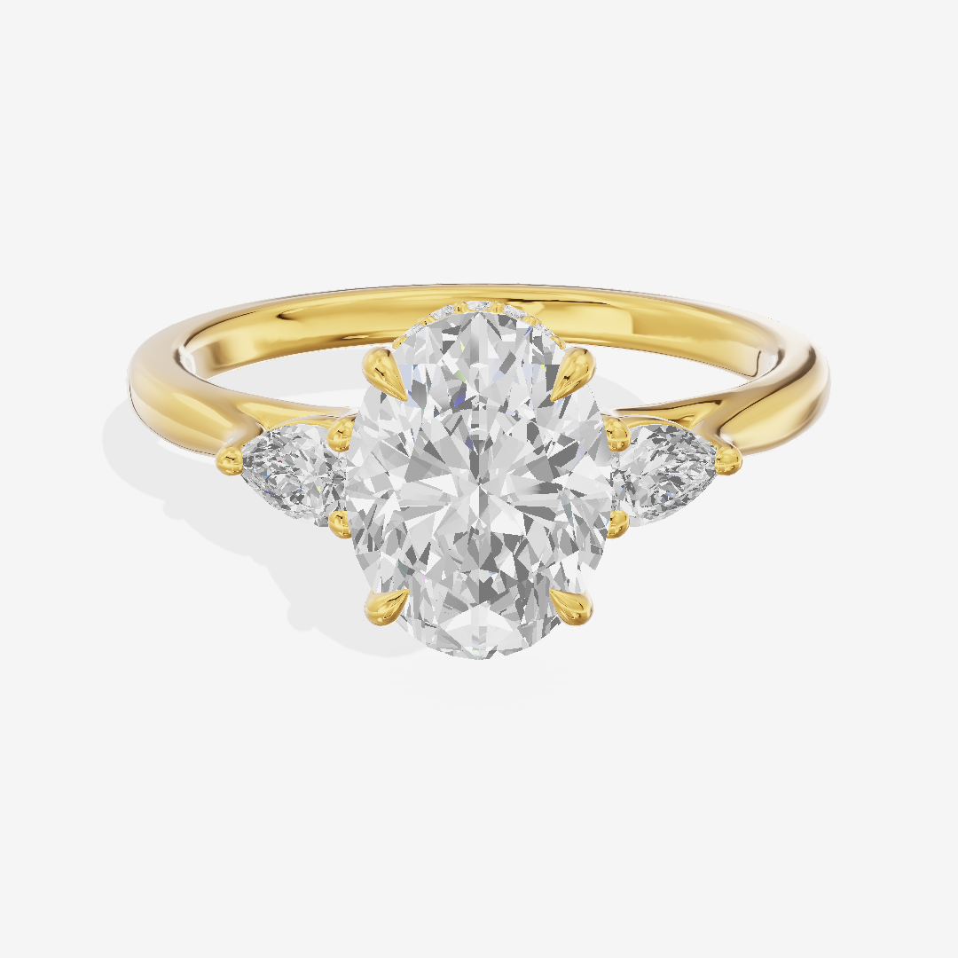 Aurea Three Stone Oval Engagement Ring (1/4 ct. tw.) in 14K Yellow Gold