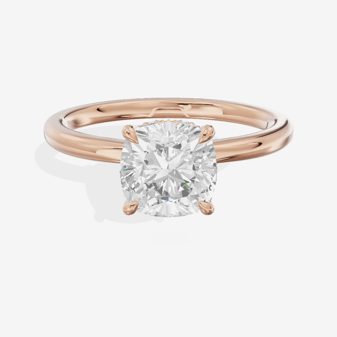 Grand Liviana Cushion Engagement Ring with Side Stones (1/10 ct. tw.) in 18K Rose Gold