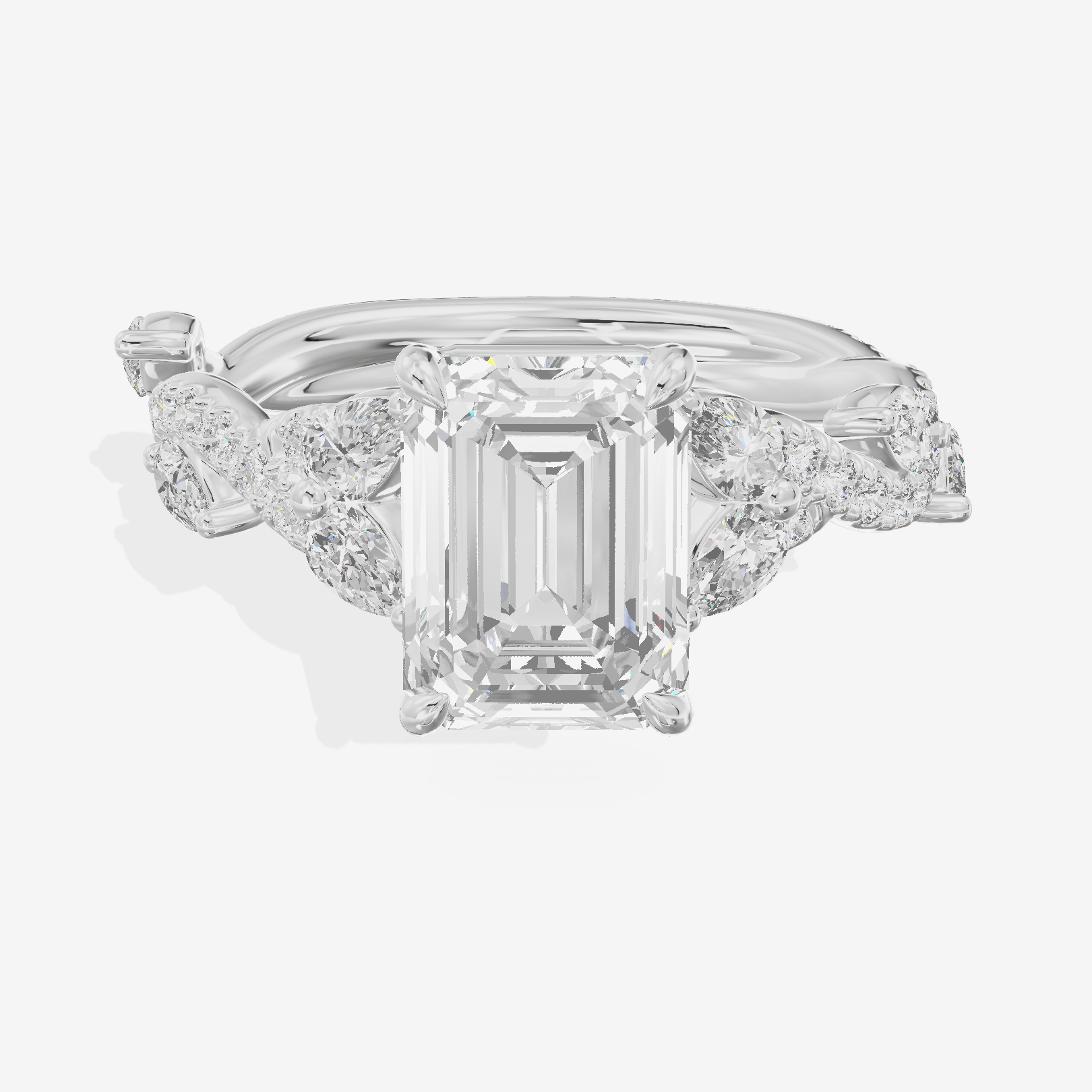 Vintage Heartline Emerald Engagement Ring (2/3 ct. tw.) in Platinum