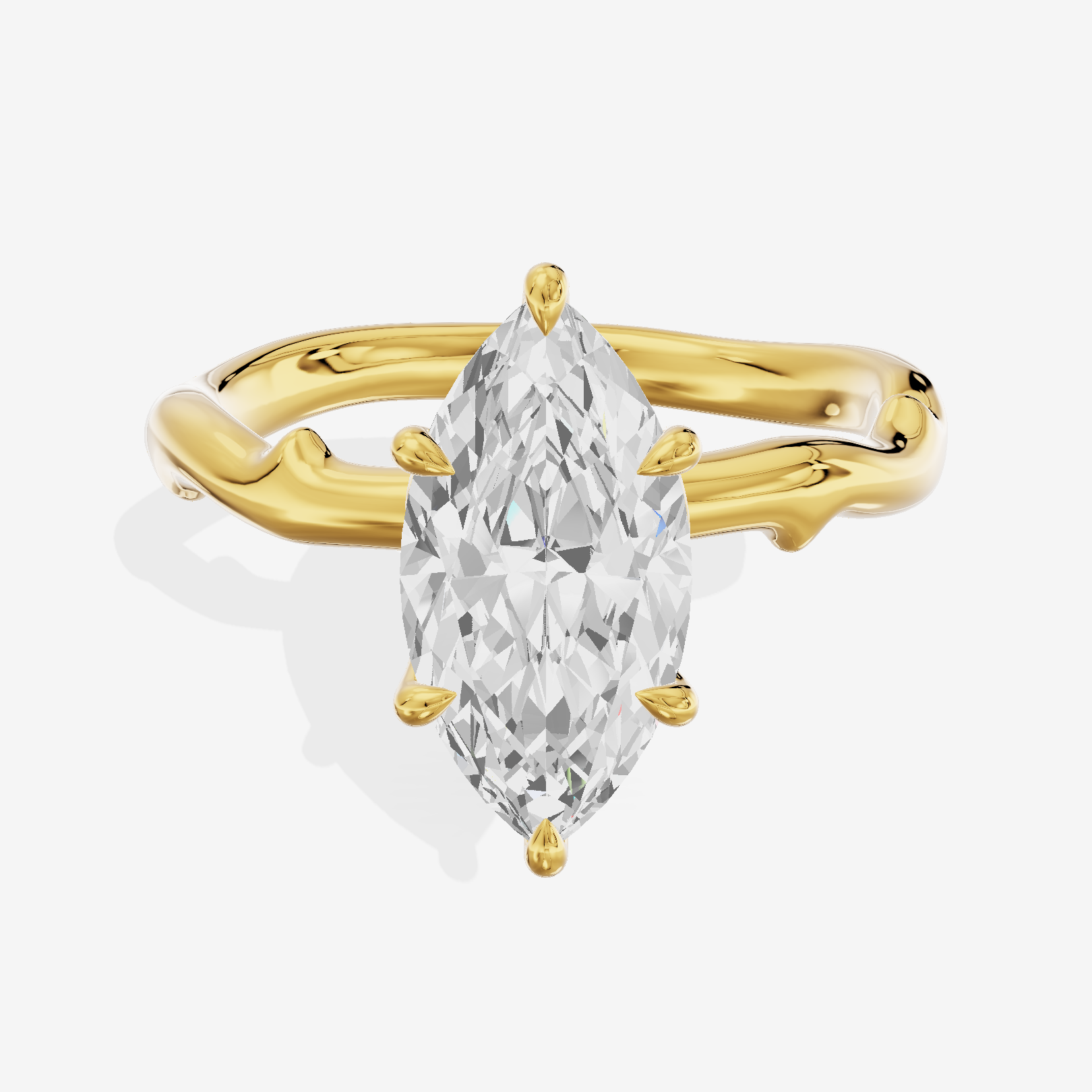 Vowsae Cathedral 2.2mm Marquise Solitaire Engagement Ring in 14K Yellow Gold