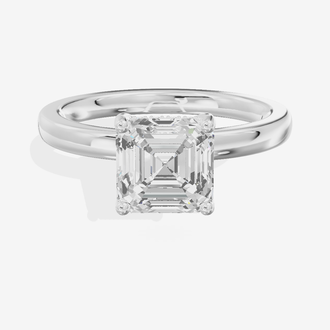 Reverya Asscher Hidden Halo Engagement Ring (1/15 ct. tw.) in Platinum