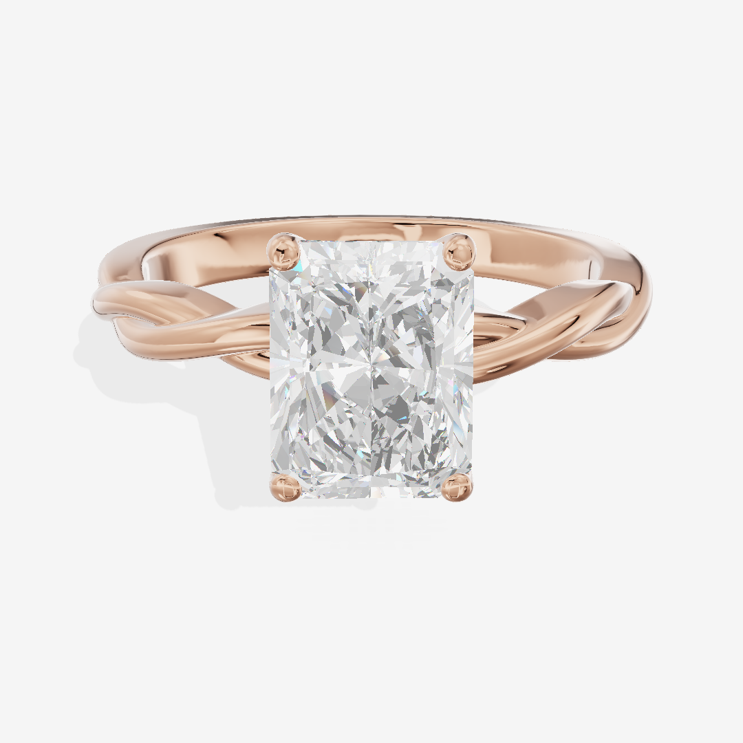 Twined Coeurine Radiant Twisted Engagement Ring in 18K Rose Gold