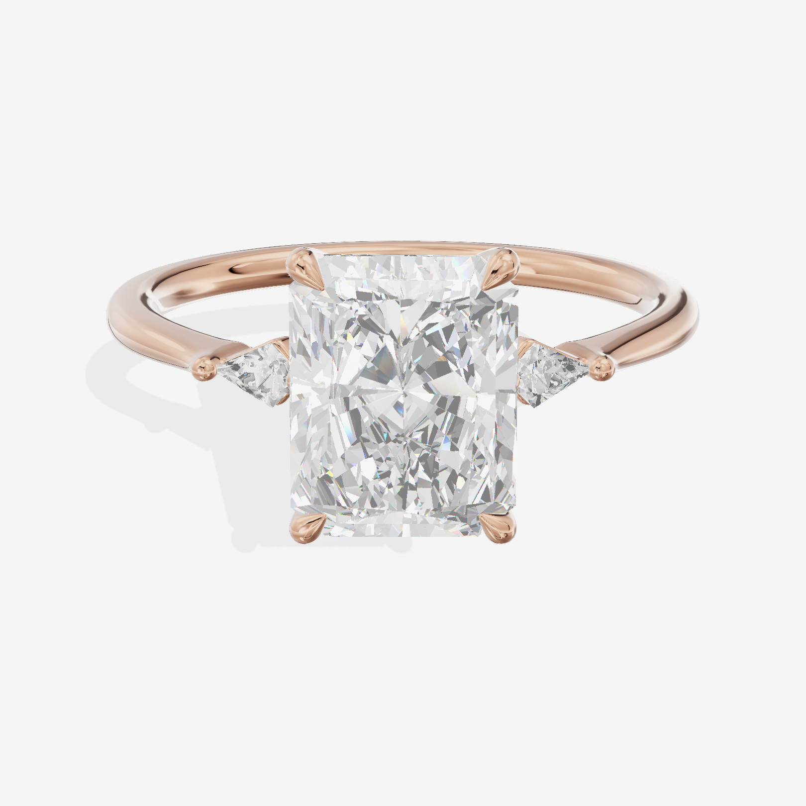 Petite Triade Radiant Three Stone Engagement Ring (1/15 ct. tw.) in 14K Rose Gold