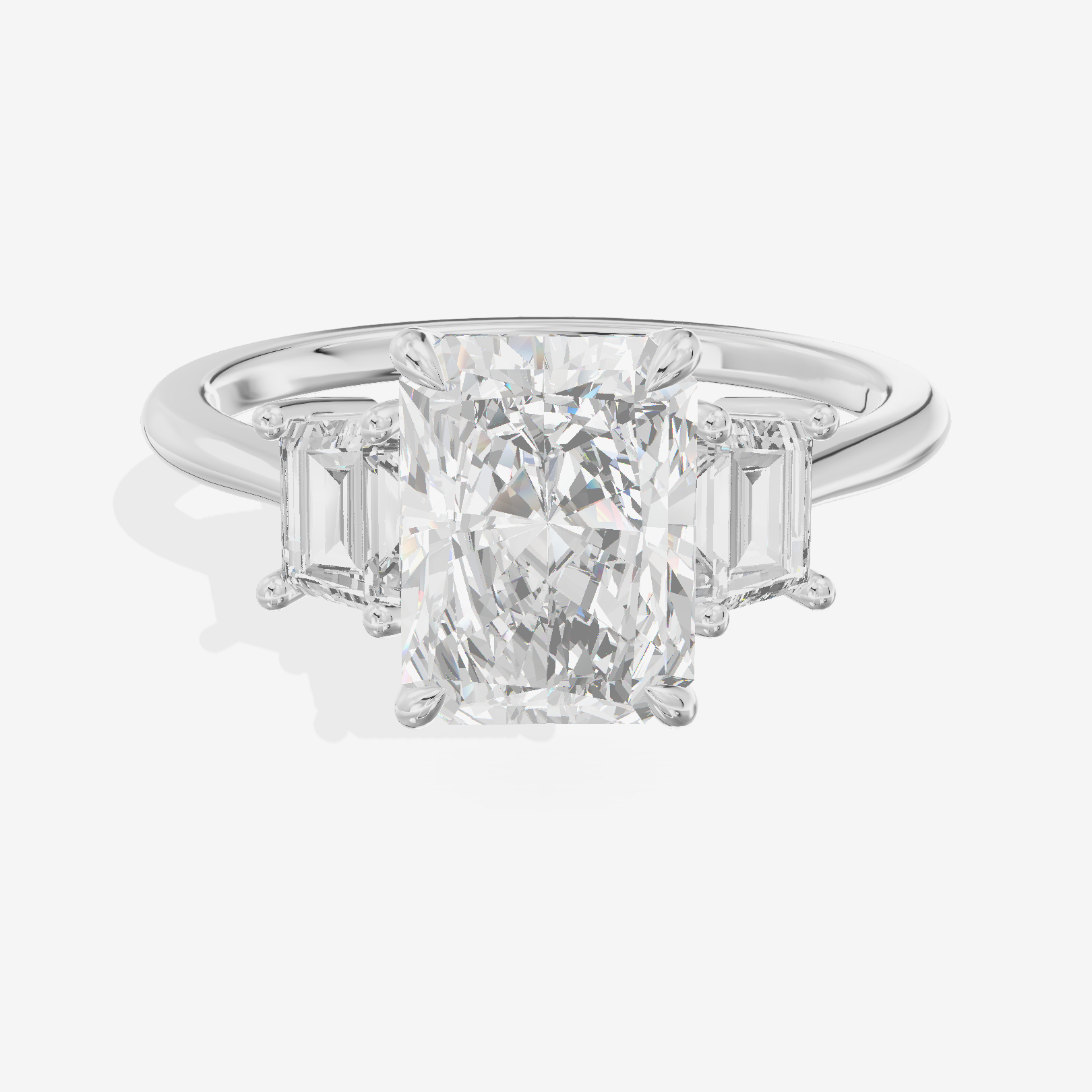 Triade Side Stone Radiant Three Stone Engagement Ring (2/5 ct. tw.) in Platinum