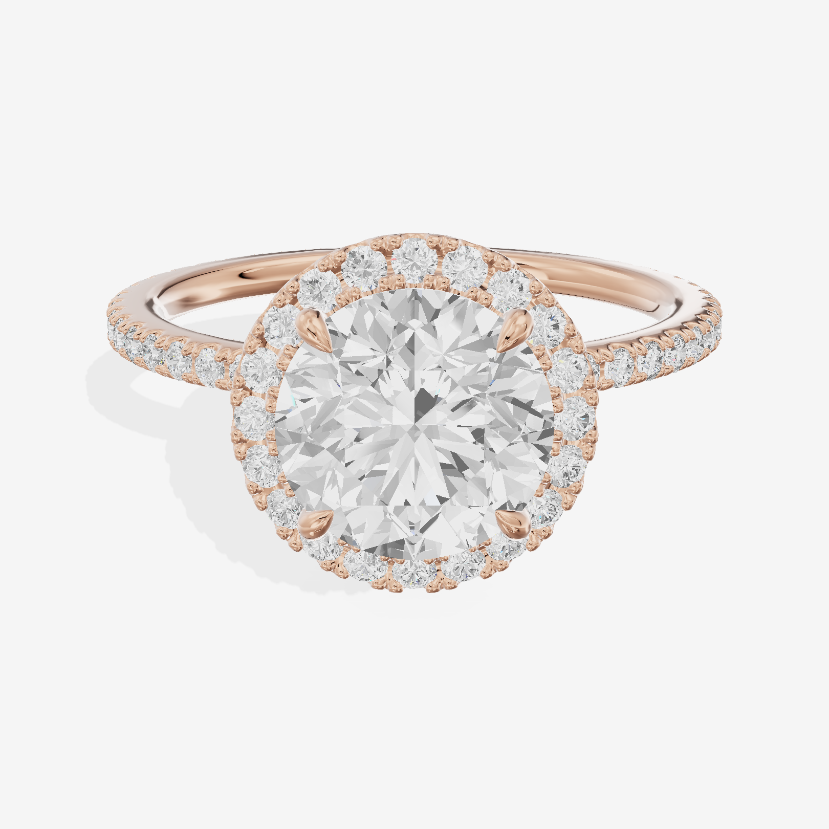 Selenia Round Hidden Halo Engagement Ring (1/6 ct. tw.) in 14K Rose Gold