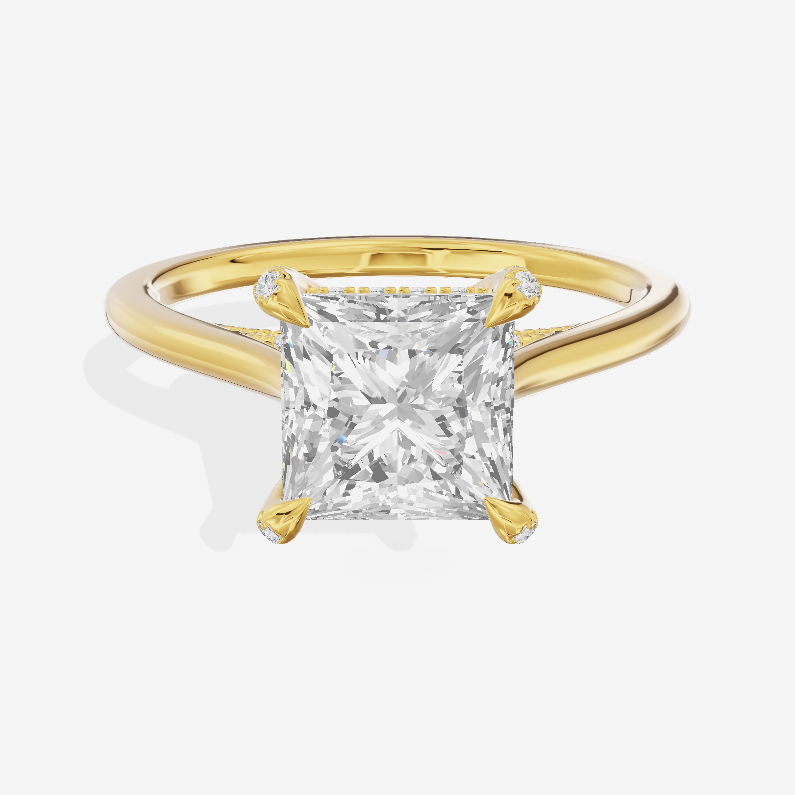 Grand Vowsae Princess Engagement Ring with Side Stones (1/5 ct. tw.) in 18K Yellow Gold