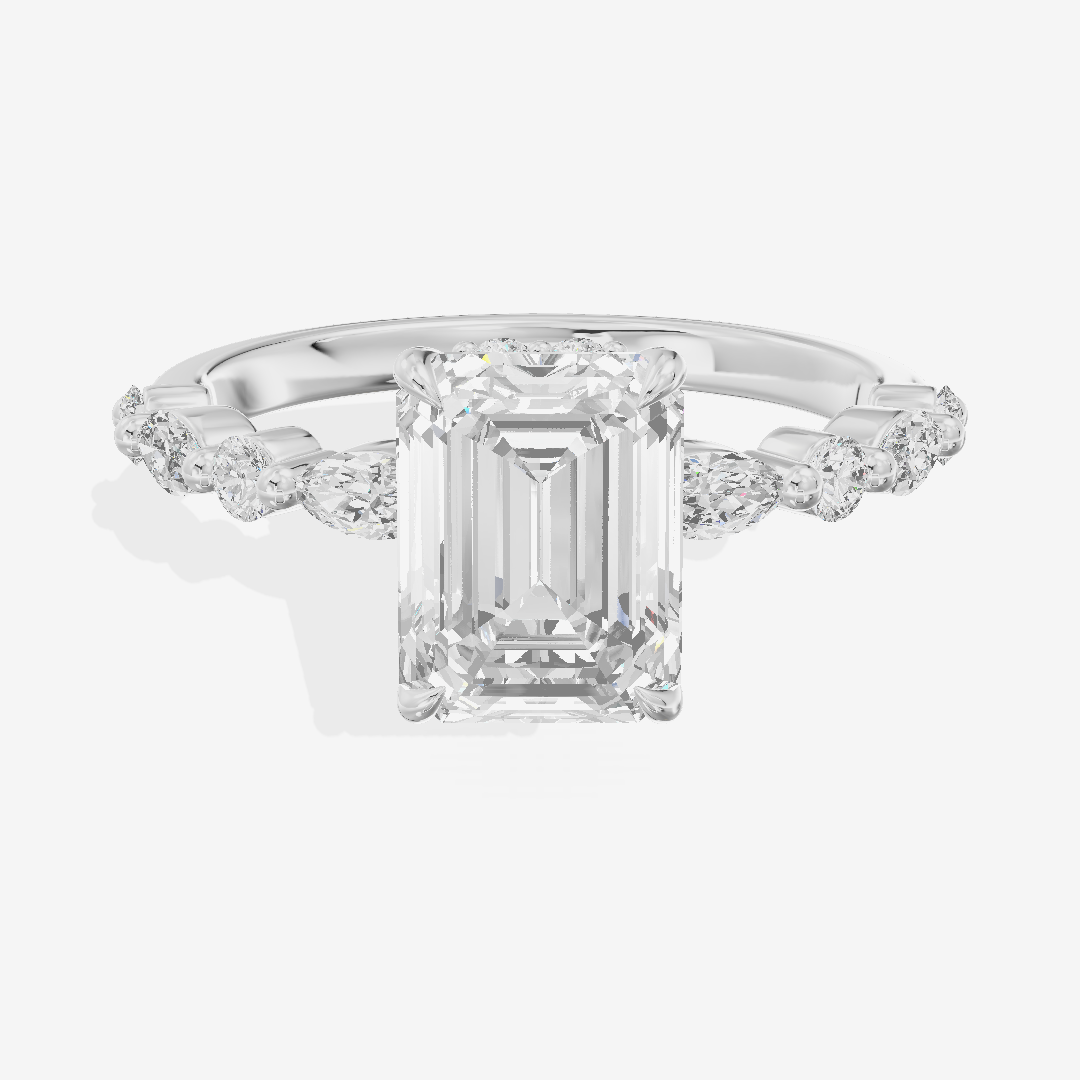 Luxe Adorae Emerald Hidden Halo Engagement Ring (2/5 ct. tw.) in Platinum