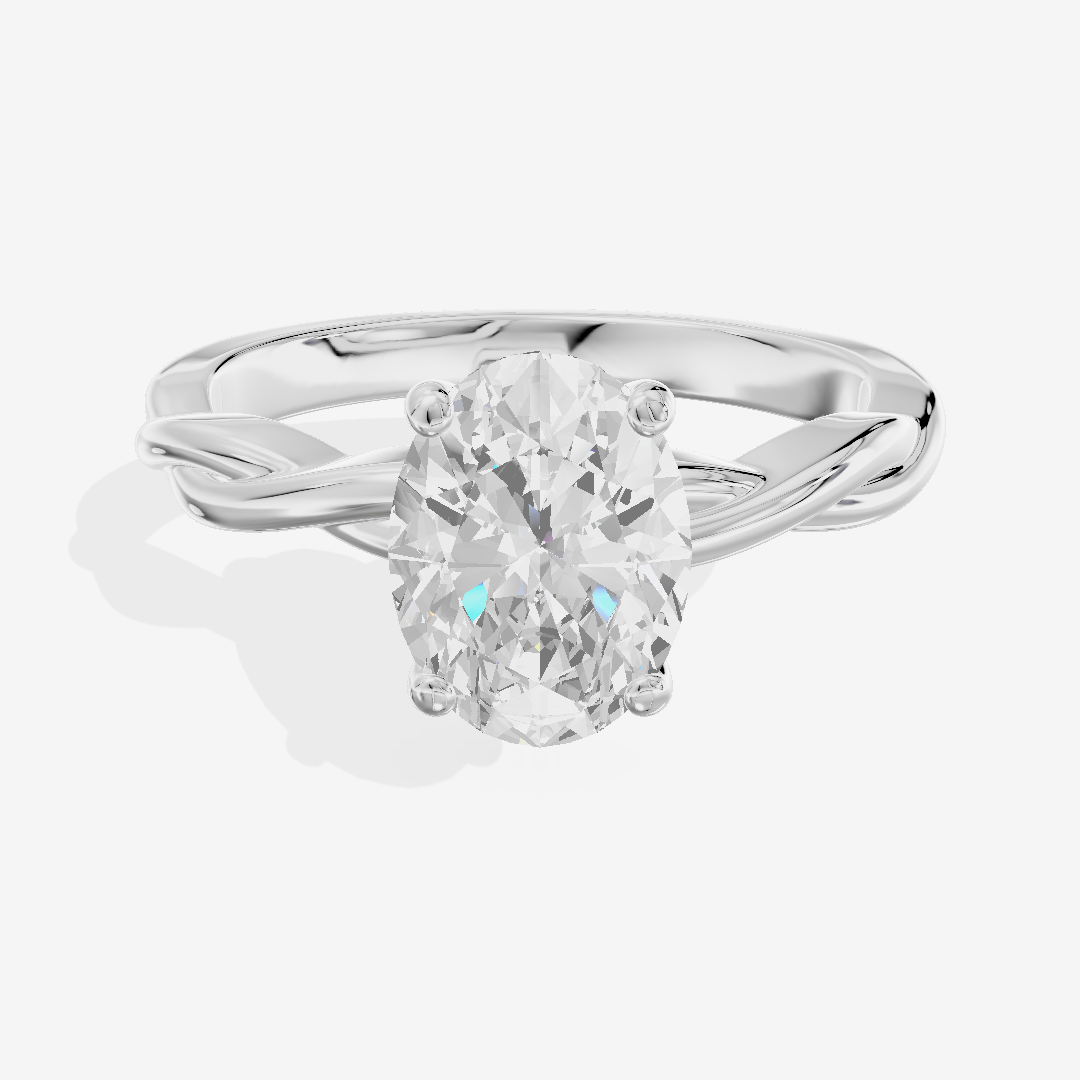 Twined Coeurine Oval Twisted Engagement Ring in 18K White Gold