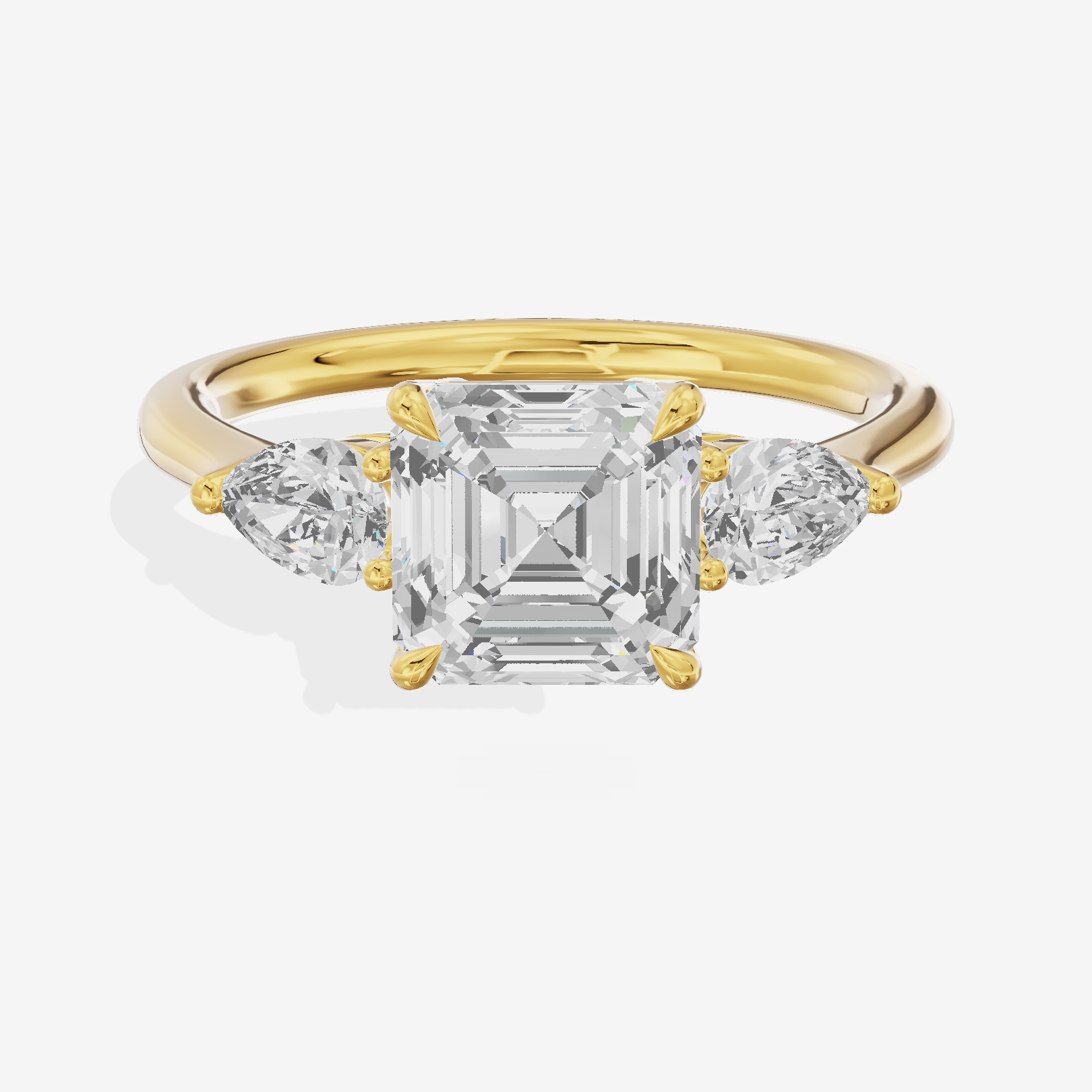 Grand Triade Asscher Three Stone Engagement Ring (2/5 ct. tw.) in 14K Yellow Gold