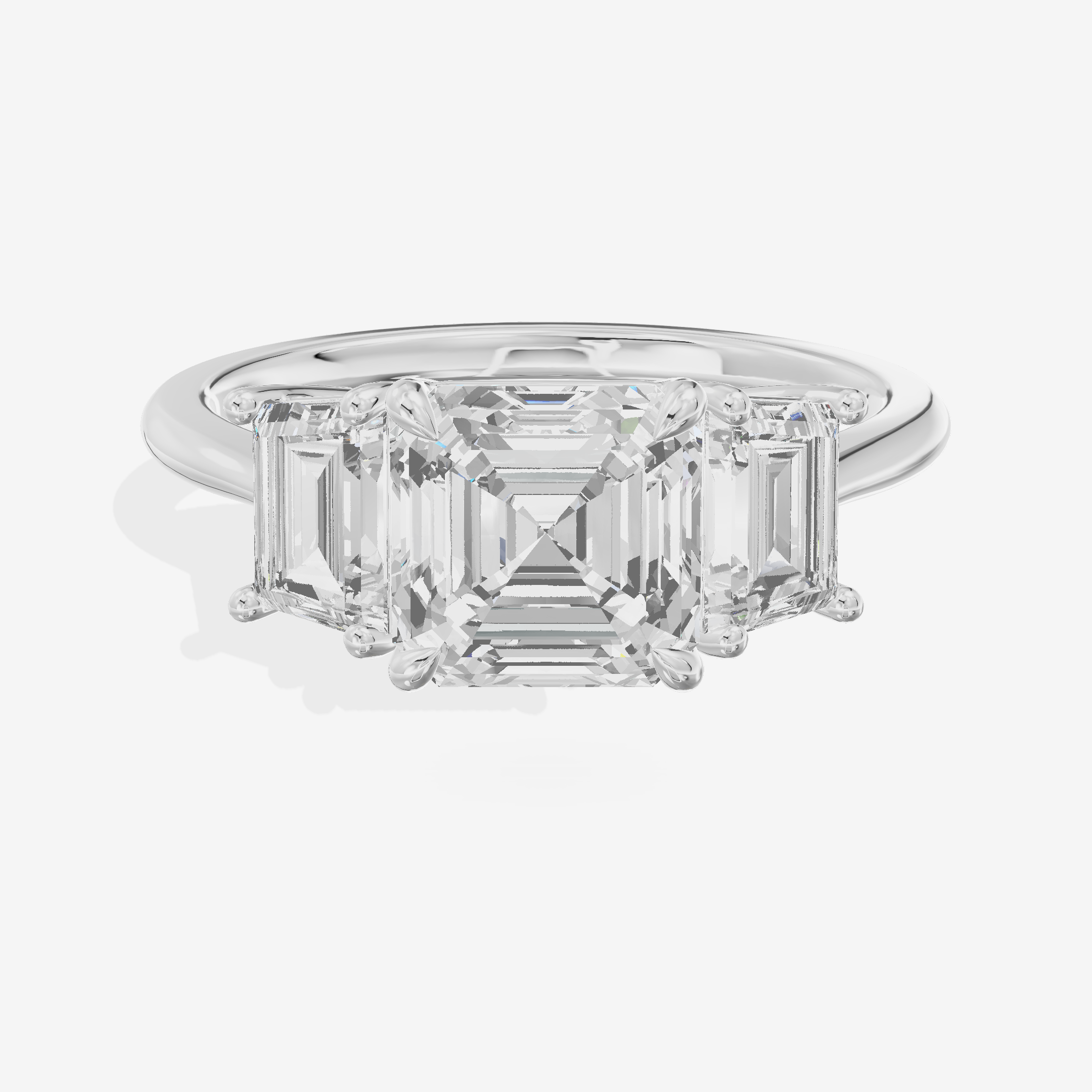 Luxe Promezza Three Stone Asscher Engagement Ring (3/5 ct. tw.) in Platinum