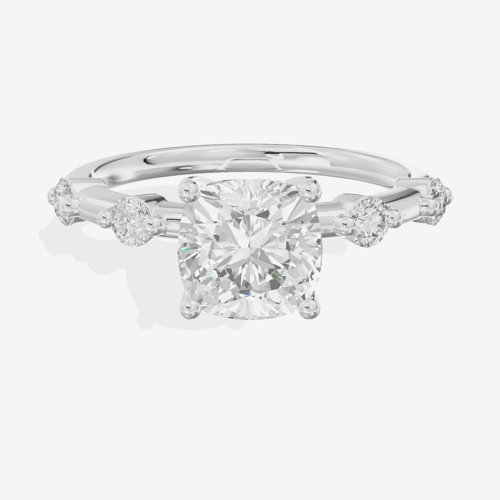 Petite Heartline Cushion Engagement Ring with Side Stones (1/5 ct. tw.) in Platinum