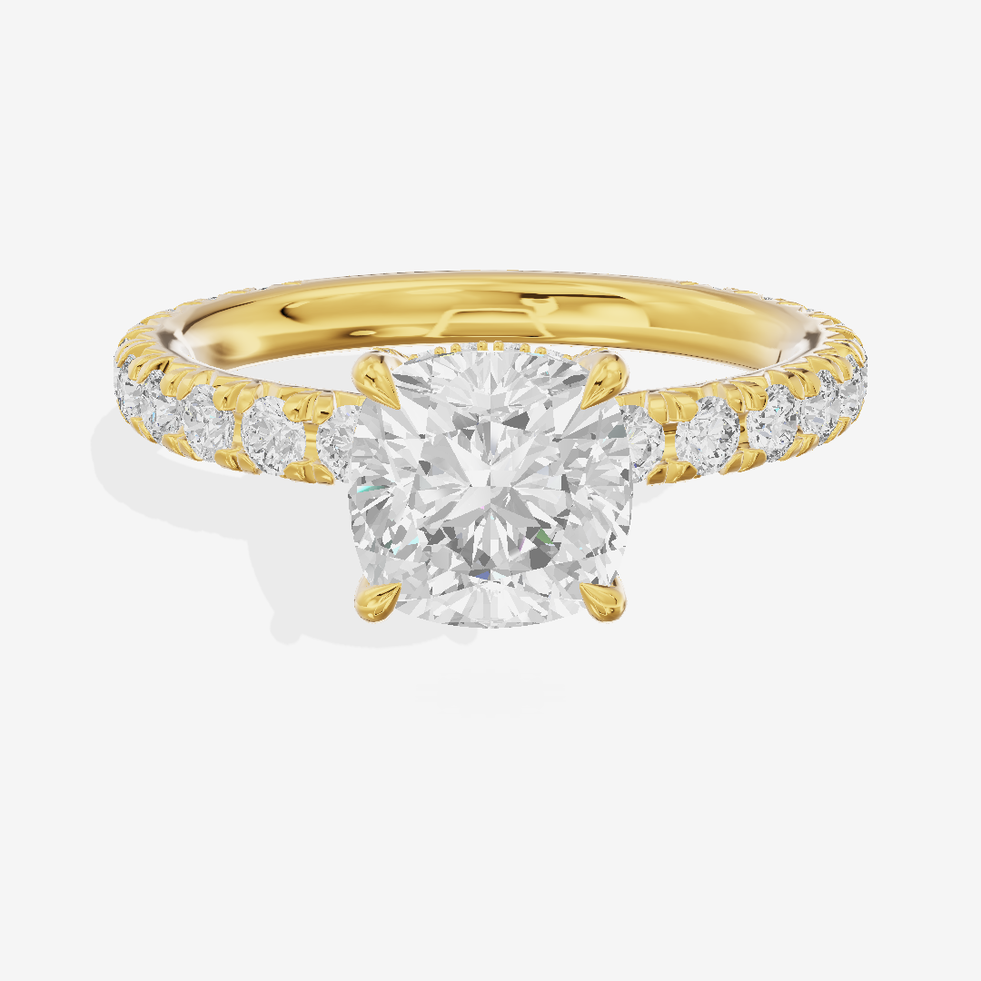 Eternal Coeurine Cushion Engagement Ring with Side Stones (3/5 ct. tw.) in 14K Yellow Gold