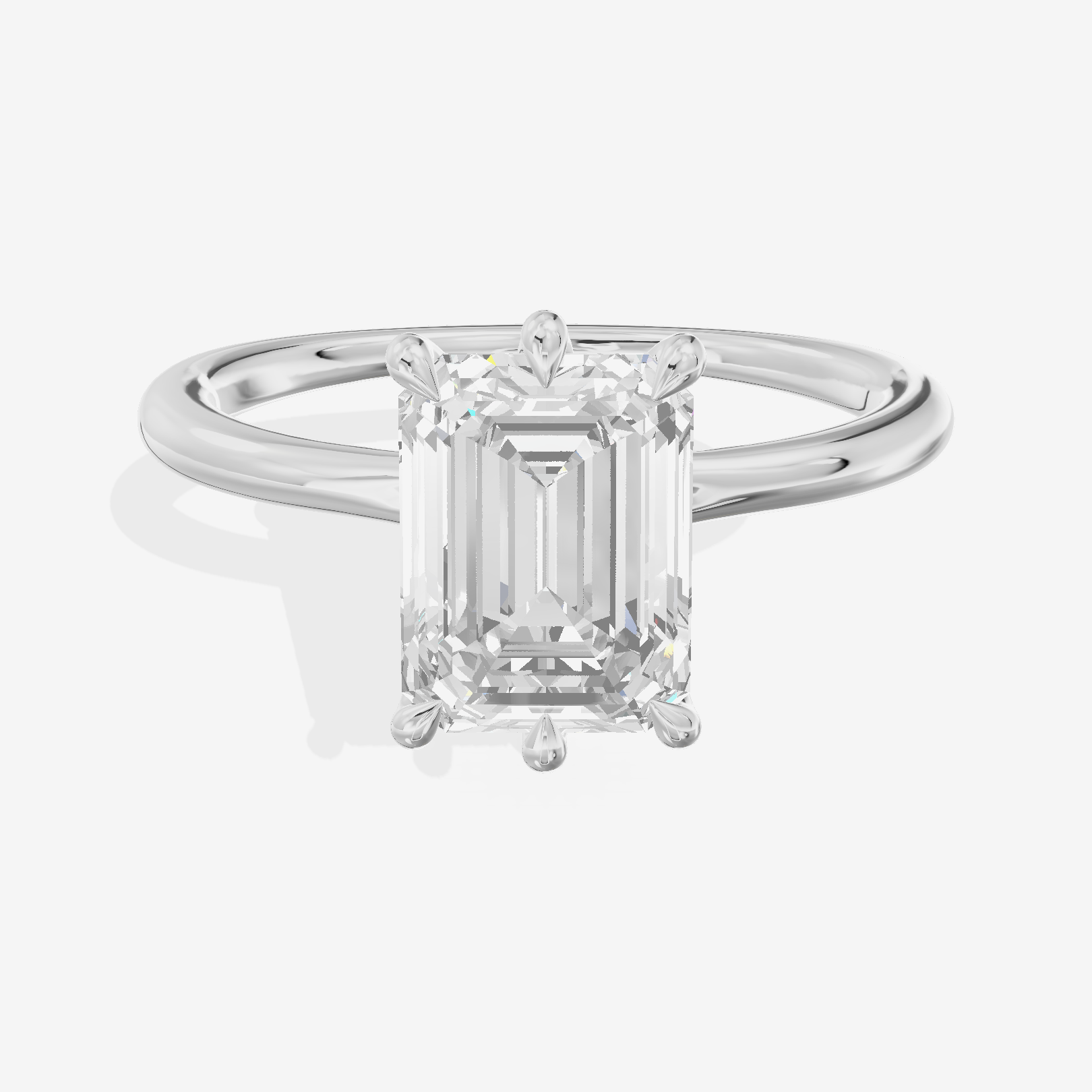 Modern Aimora 2.3mm Emerald Six-Prong Engagement Ring in 14K White Gold