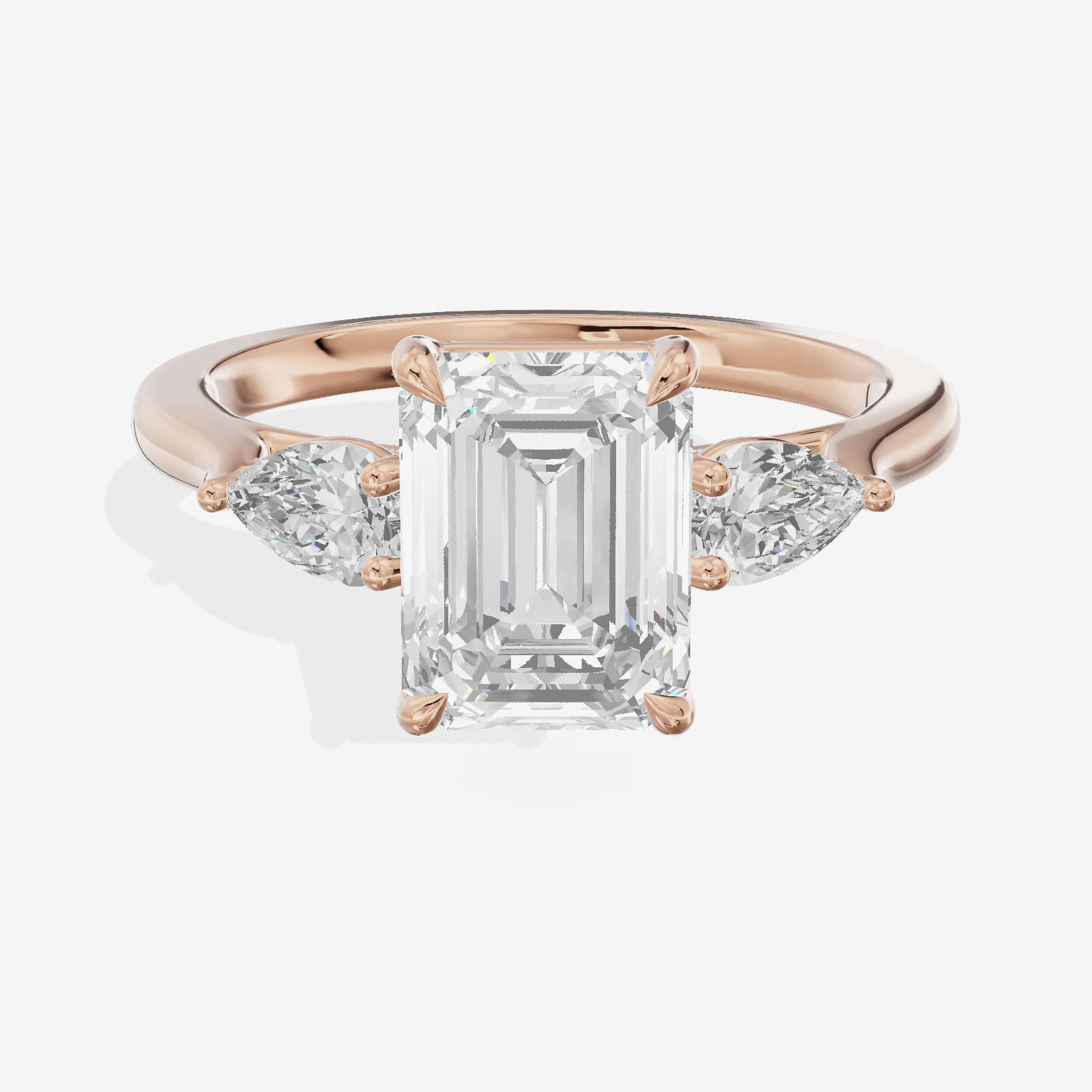 Classic Eversince Emerald Engagement Ring with Side Stones (2/5 ct. tw.) in 18K Rose Gold
