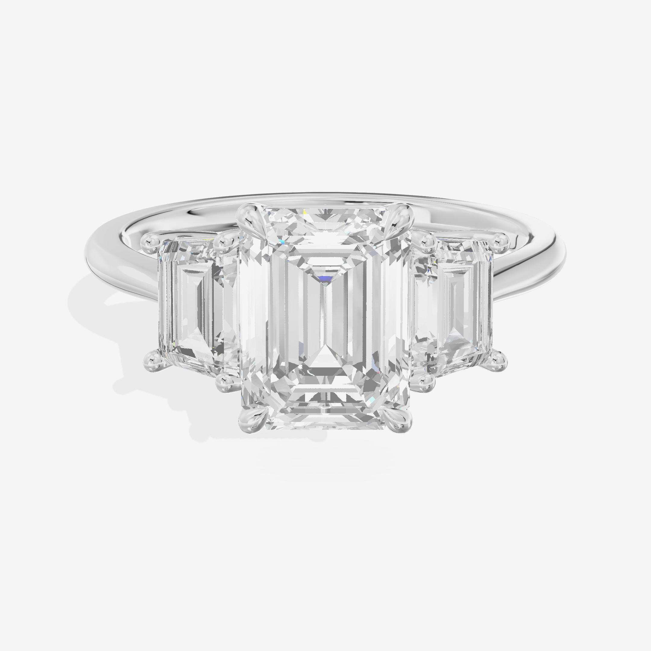 Luxe Promezza Three Stone Emerald Engagement Ring (3/5 ct. tw.) in 18K White Gold
