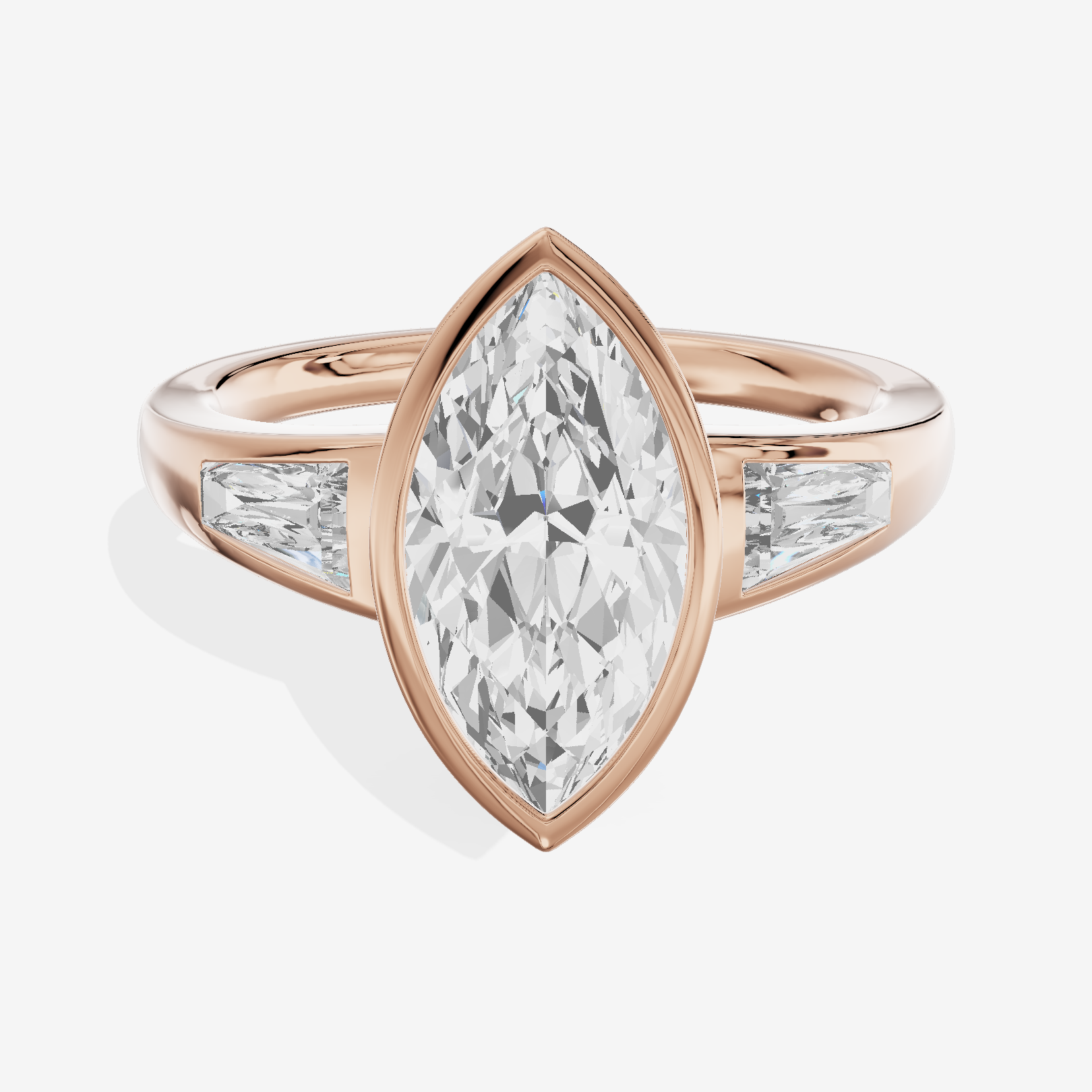 Modern Triade Marquise Three Stone Engagement Ring (1/2 ct. tw.) in 18K Rose Gold