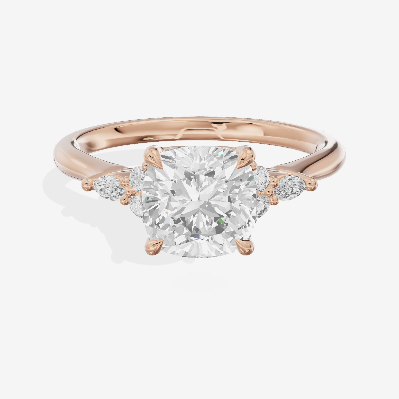Grand Whisper Cushion Engagement Ring with Side Stones (1/6 ct. tw.) in 18K Rose Gold