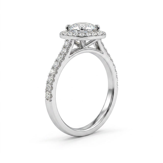 Halo Pavé Round Engagement Ring (1/2 ct. tw.) in 18K White Gold