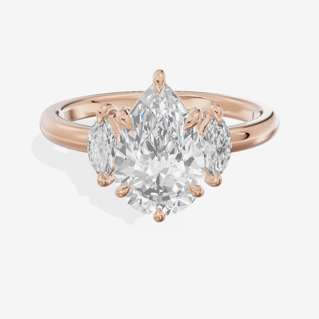 Classic Sincere Three Stone Pear Engagement Ring (1/3 ct. tw.) in 18K Rose Gold