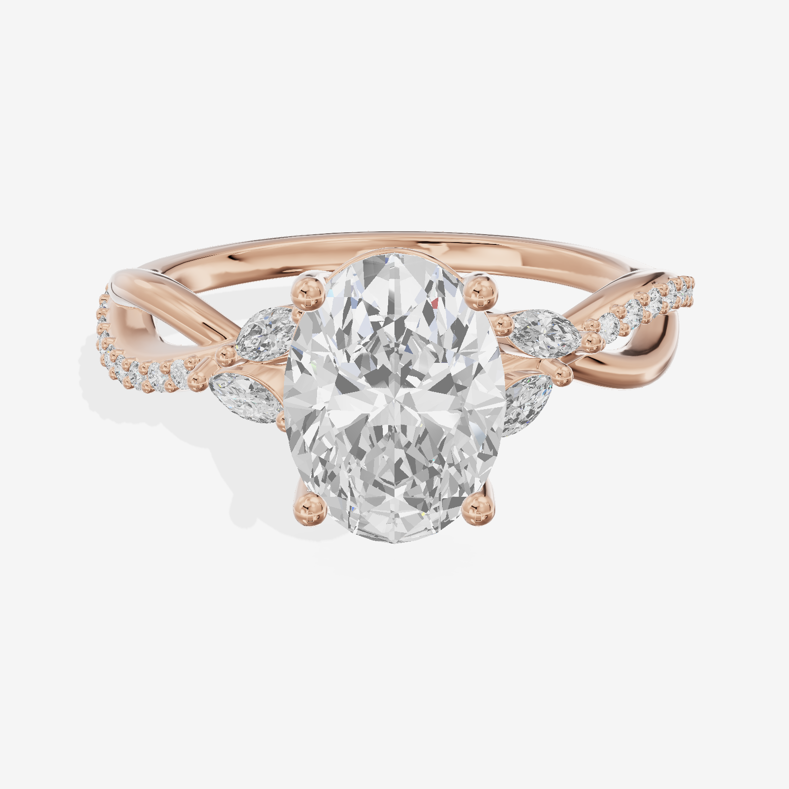 Petite Twine Oval Twisted Engagement Ring (1/5 ct. tw.) in 18K Rose Gold