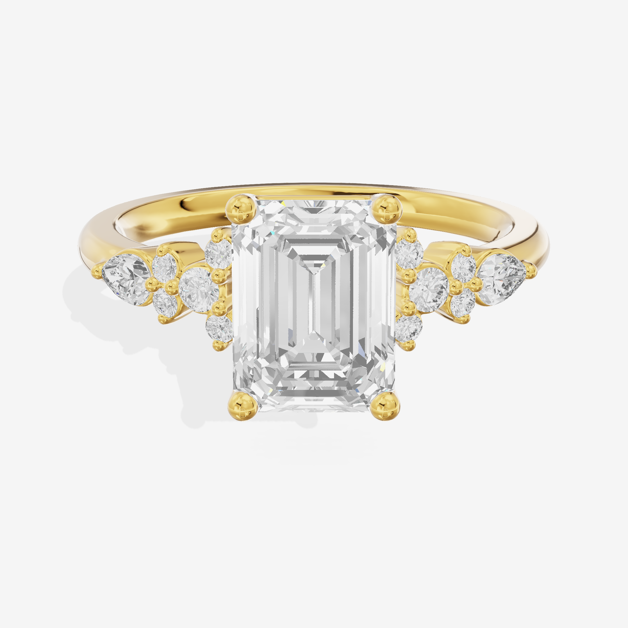 Tender Adorae Emerald Engagement Ring with Side Stones (1/5 ct. tw.) in 14K Yellow Gold