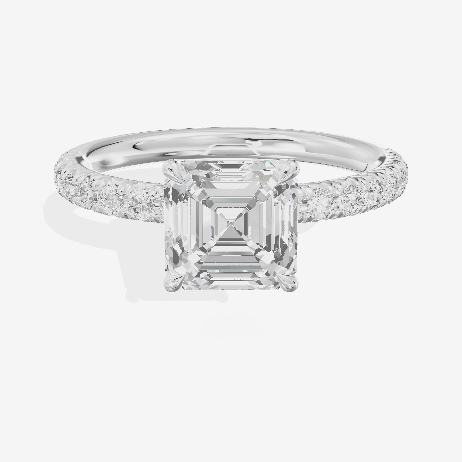 Bowed Whisper Asscher Engagement Ring with Side Stones (1/4 ct. tw.) in Platinum