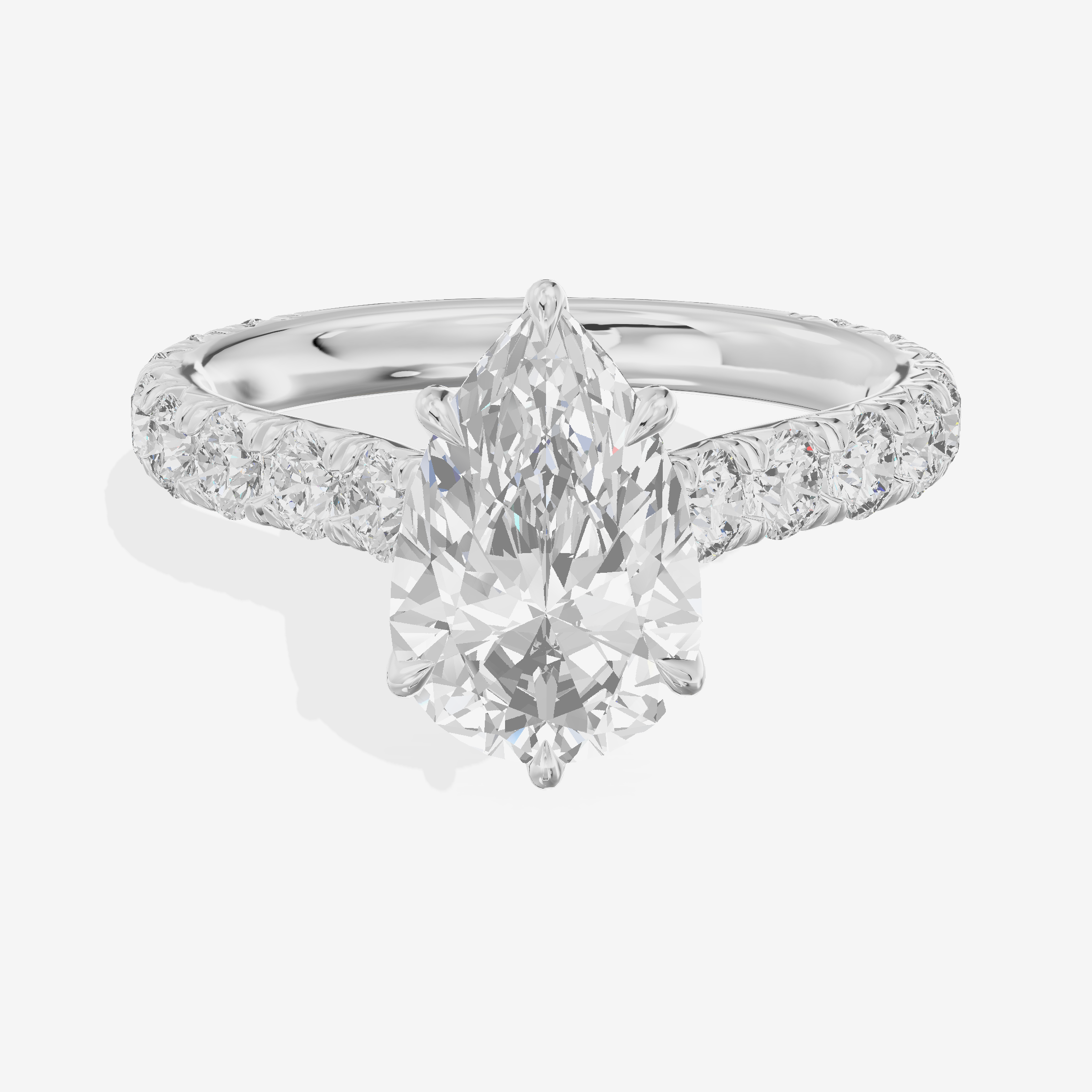 Twine Pear Engagement Ring with Side Stones (7/8 ct. tw.) in 14K White Gold