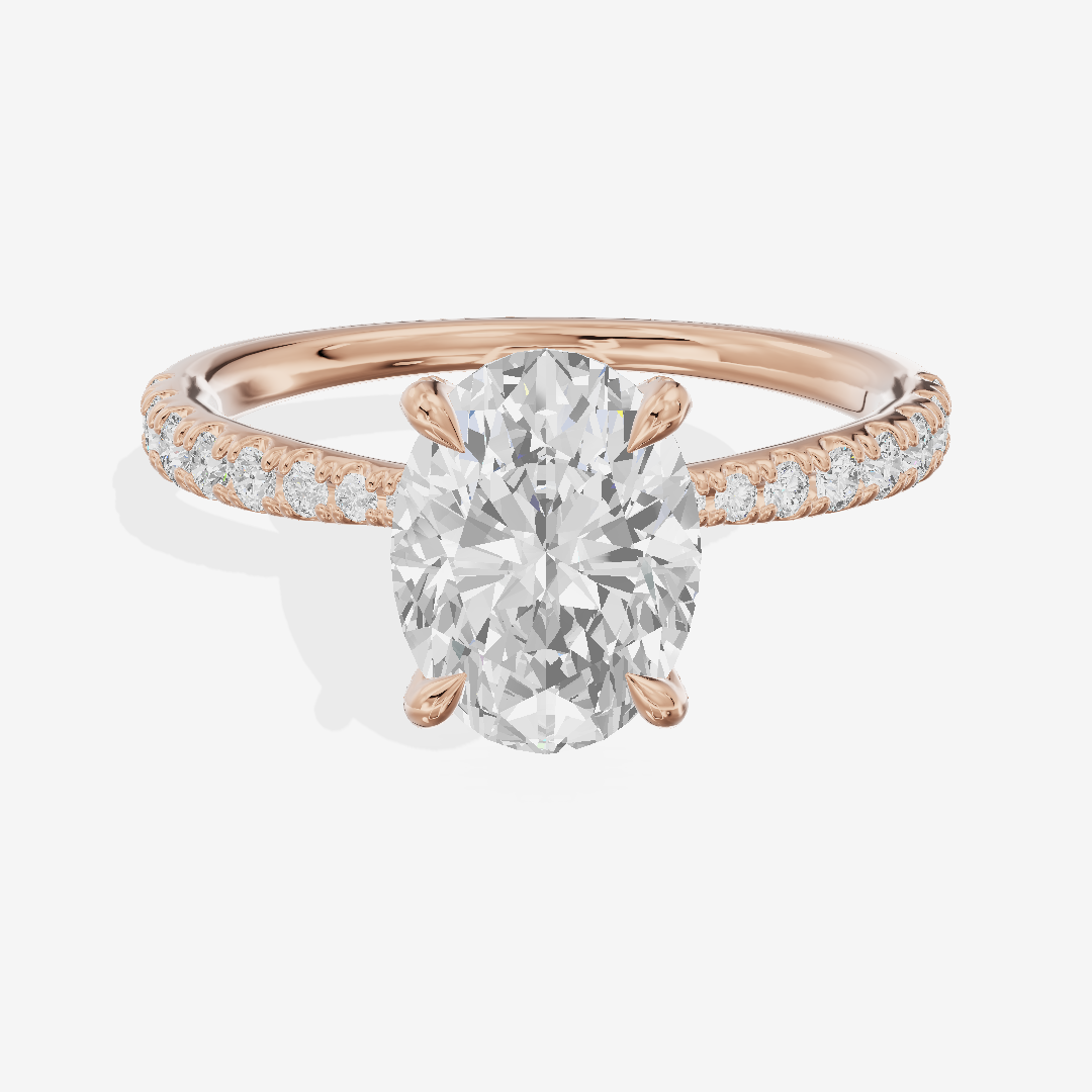 Lumera Oval Engagement Ring with Side Stones (1/3 ct. tw.) in 18K Rose Gold