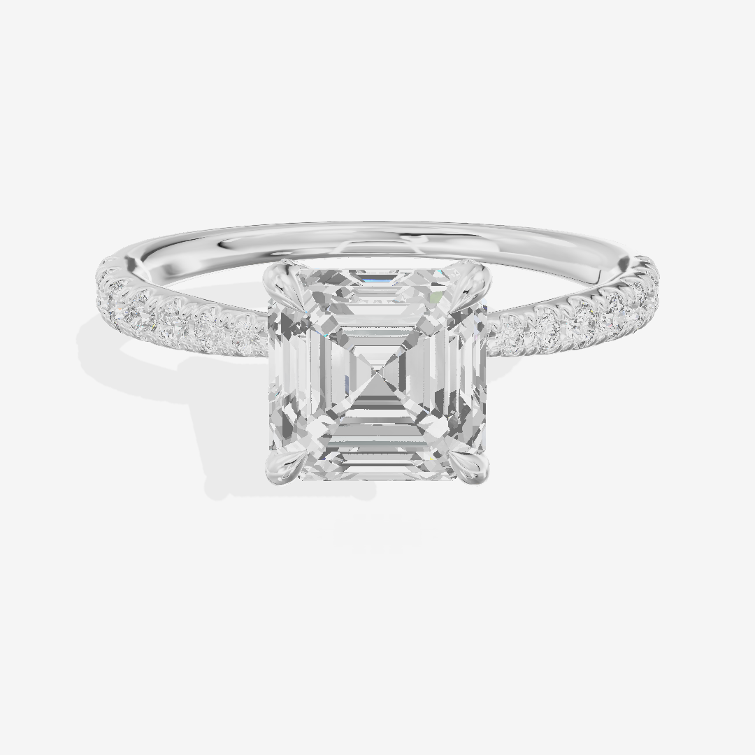Lumera Asscher Engagement Ring with Side Stones (1/3 ct. tw.) in 14K White Gold