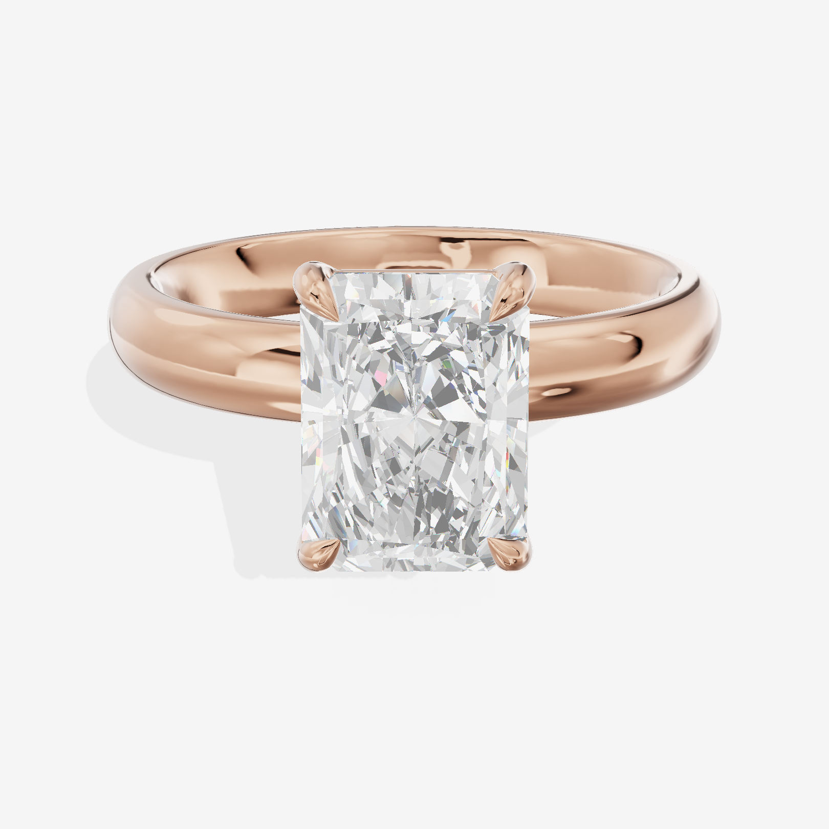 Whisper 3mm Radiant Solitaire Engagement Ring in 18K Rose Gold