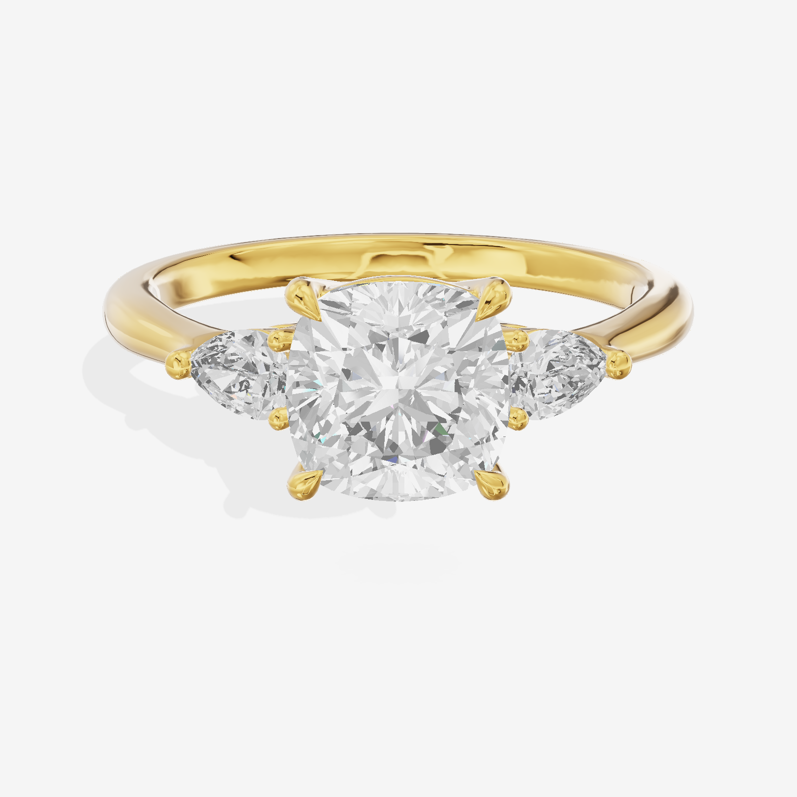 Petite Aimora Three Stone Cushion Engagement Ring (1/4 ct. tw.) in 18K Yellow Gold