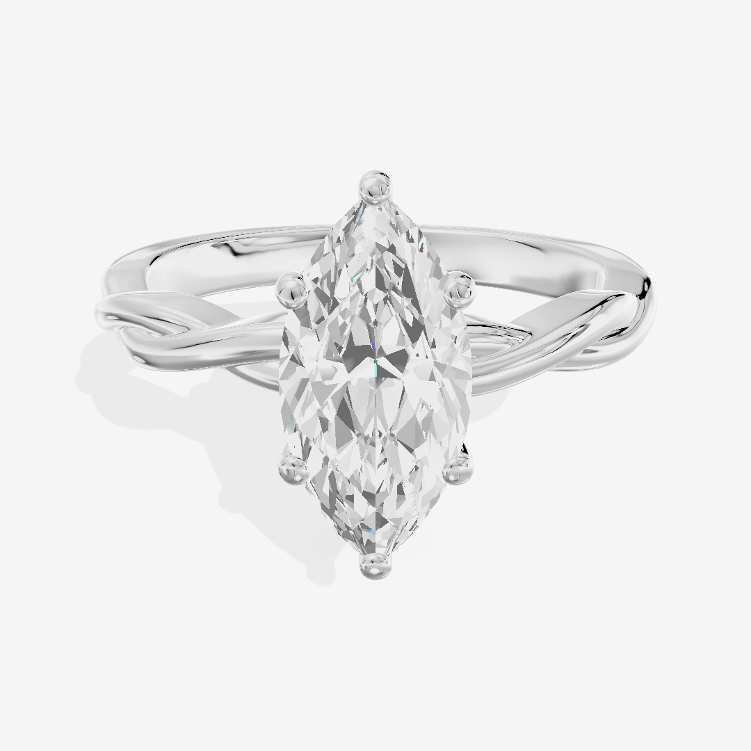 Twined Coeurine Marquise Twisted Engagement Ring in Platinum