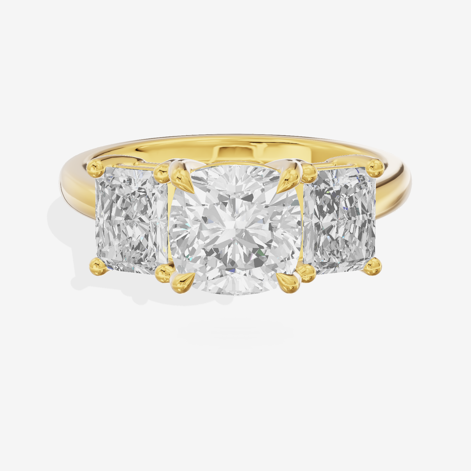 Twine Three Stone Cushion Engagement Ring (1/3 ct. tw.) in 14K Yellow Gold