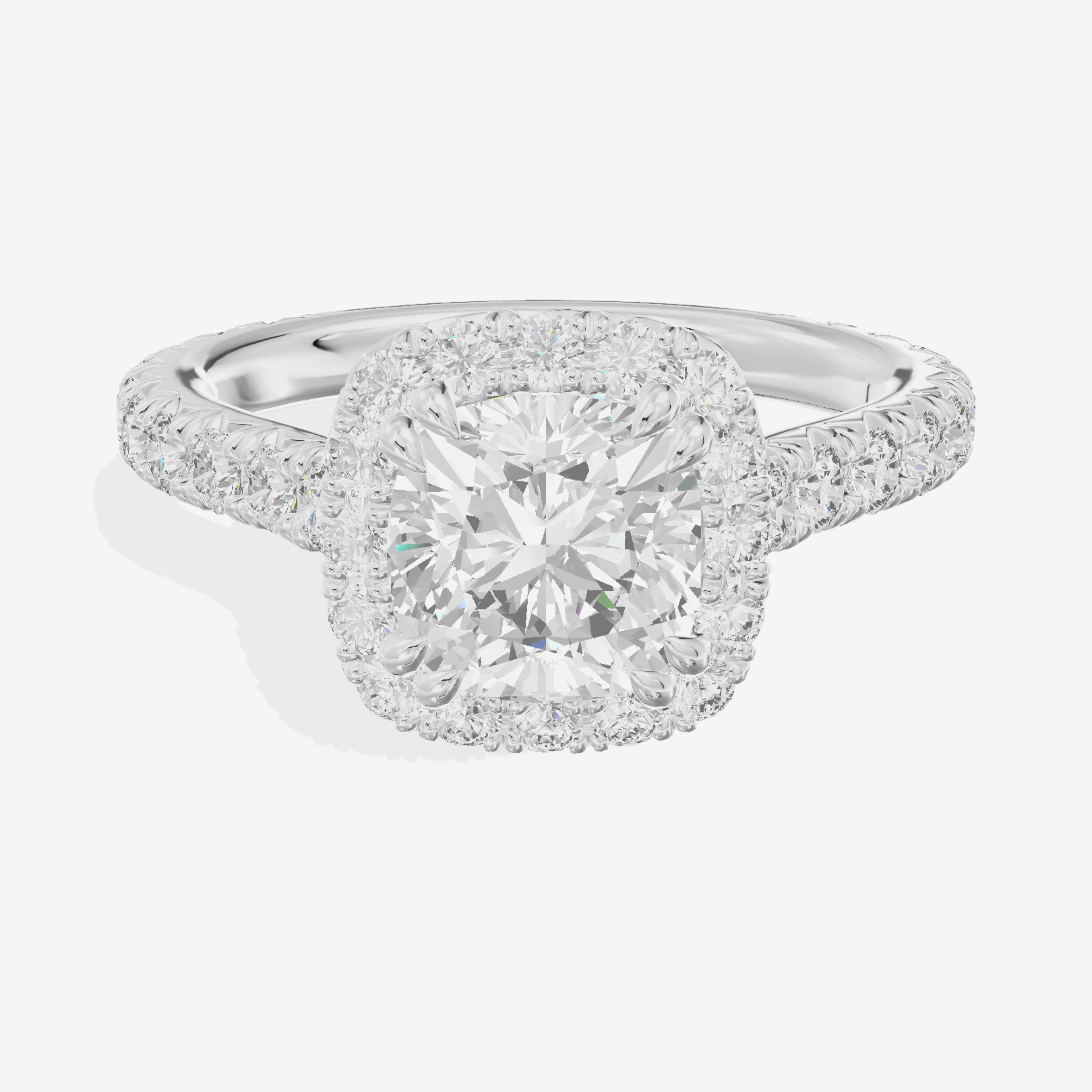 One of One Halo Cushion Engagement Ring (3/4 ct. tw.) in 18K White Gold