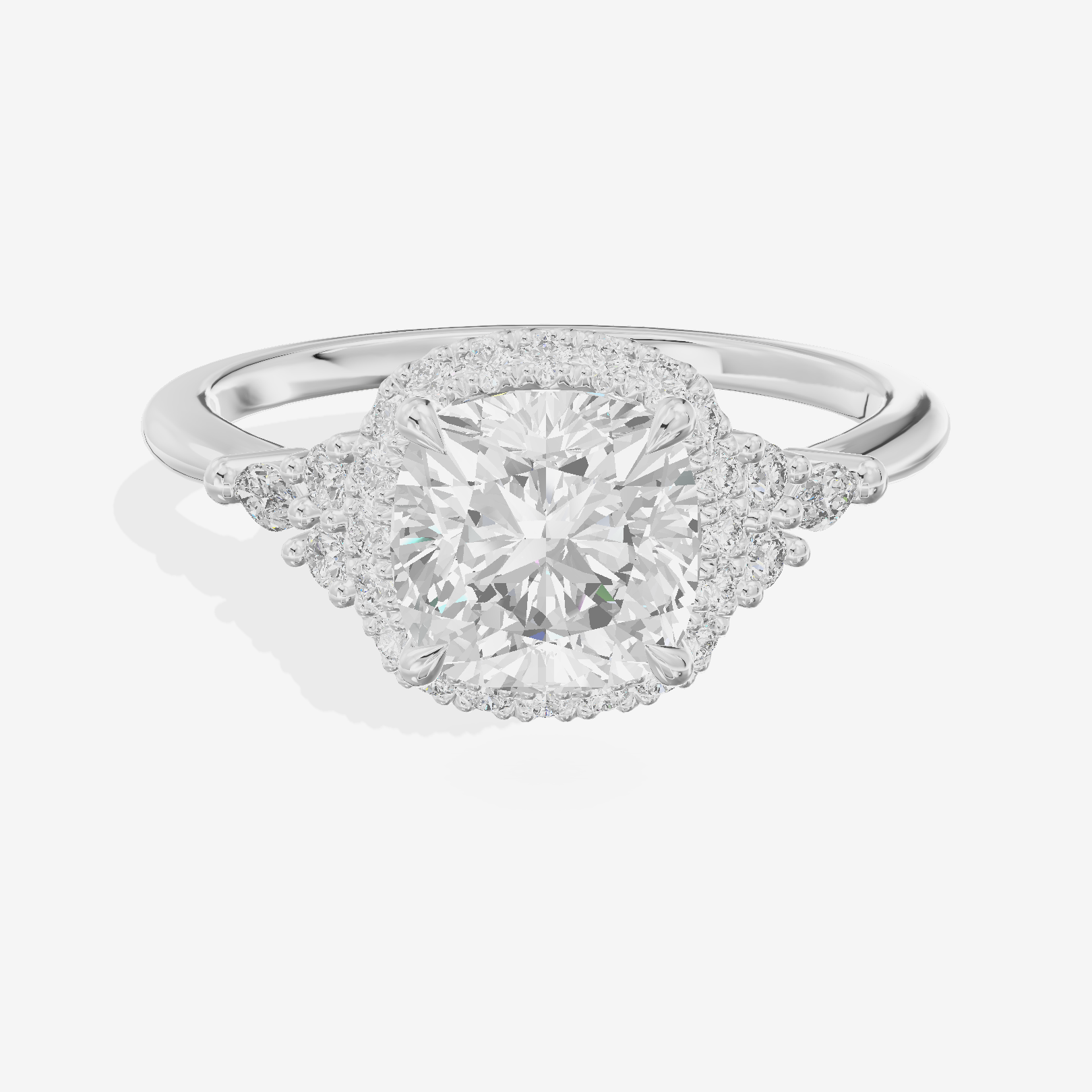 Lumina Halo Ring Cushion Engagement Ring (1/4 ct. tw.) in Platinum