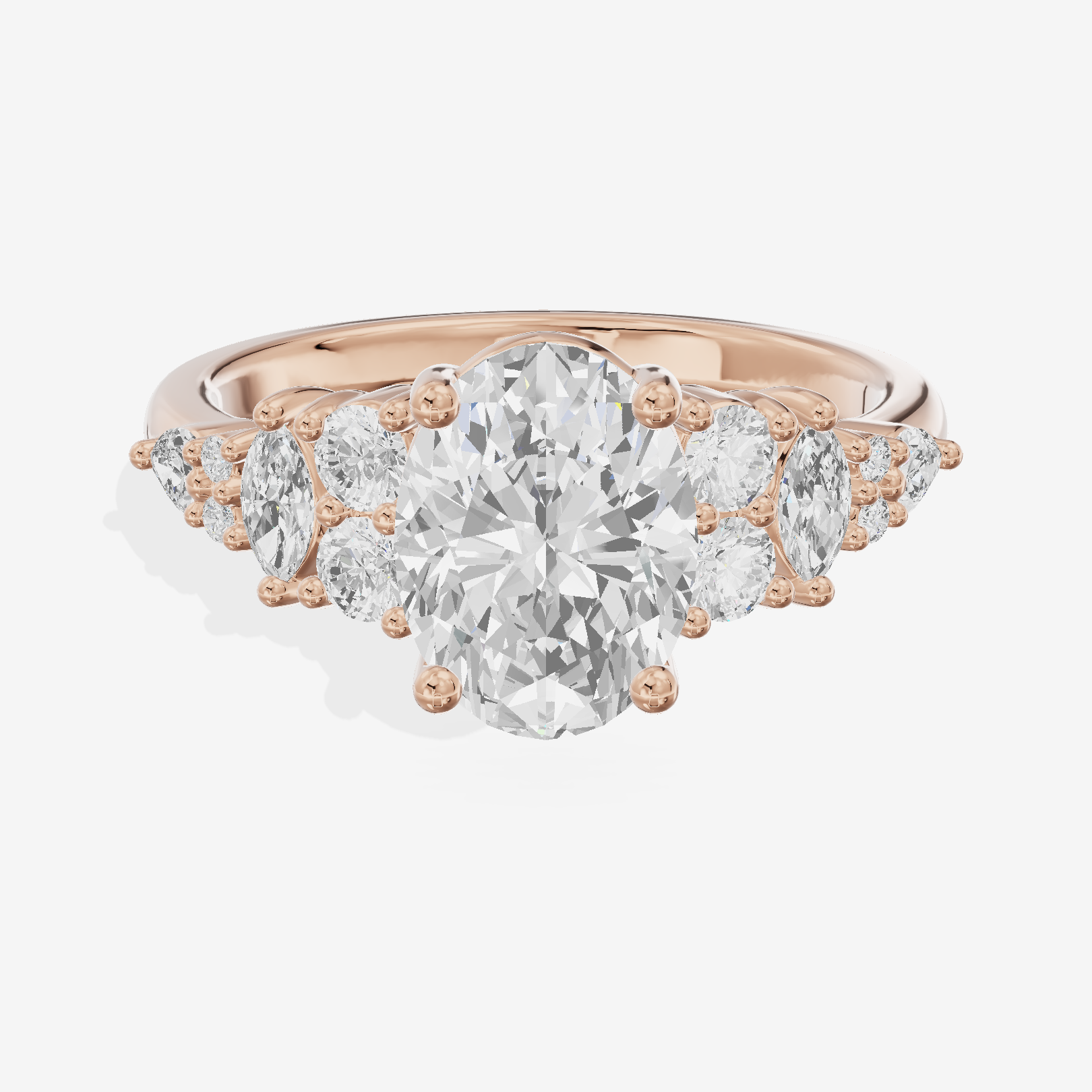 Modern Maia Oval Engagement Ring with Side Stones (1/5 ct. tw.) in 14K Rose Gold