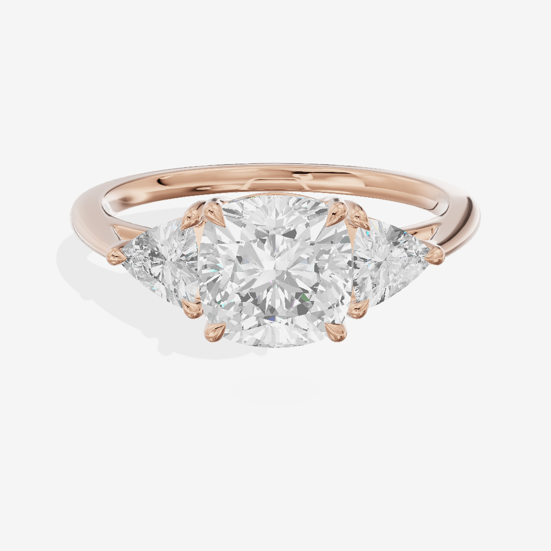 Luxe Coeurine Three Stone Cushion Engagement Ring (1/2 ct. tw.) in 14K Rose Gold