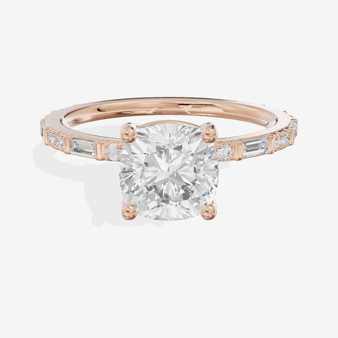 Twine Cathedral 1.8mm Cushion Solitaire Engagement Ring (1/2 ct. tw.) in 14K Rose Gold