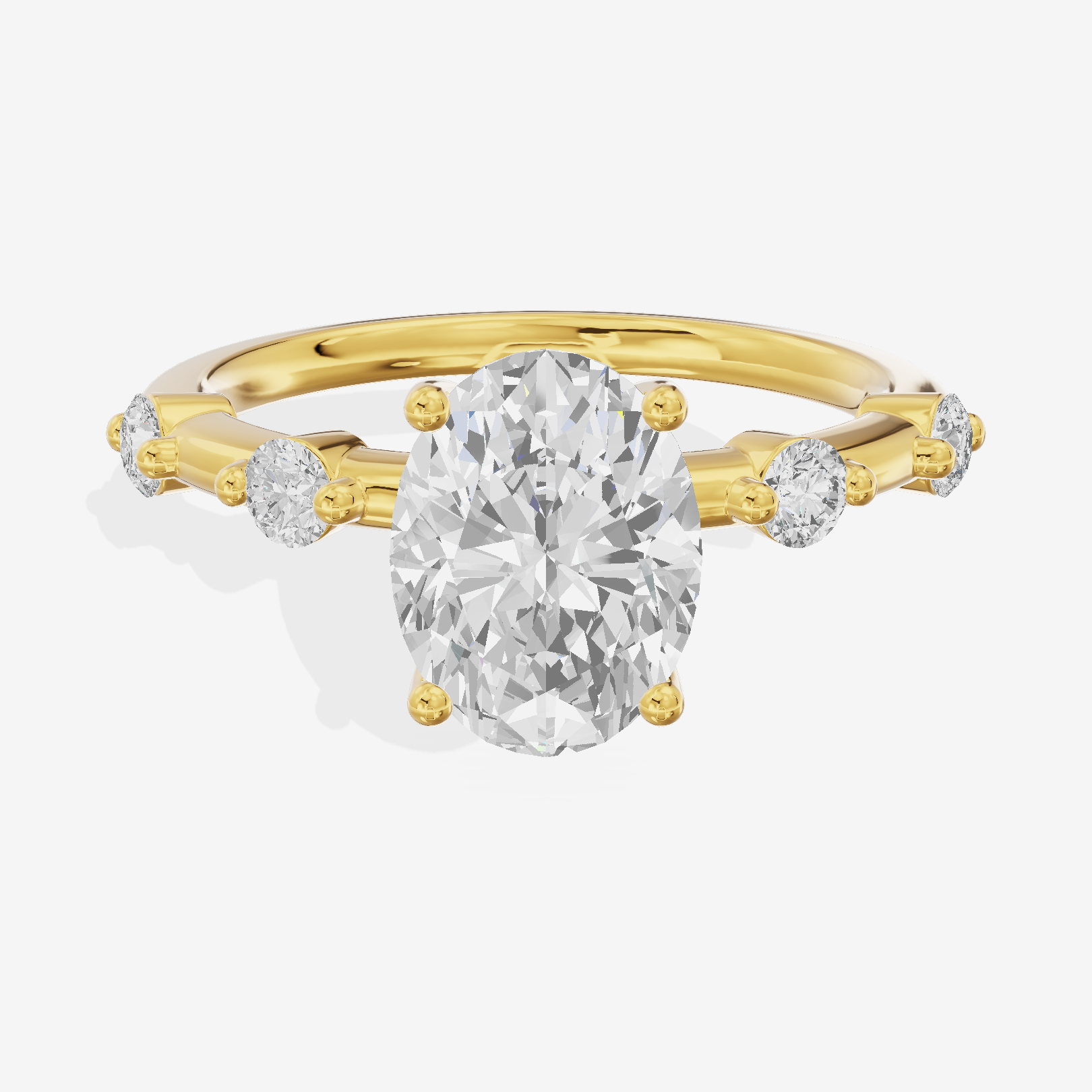 Petite Heartline Oval Engagement Ring with Side Stones (1/5 ct. tw.) in 14K Yellow Gold