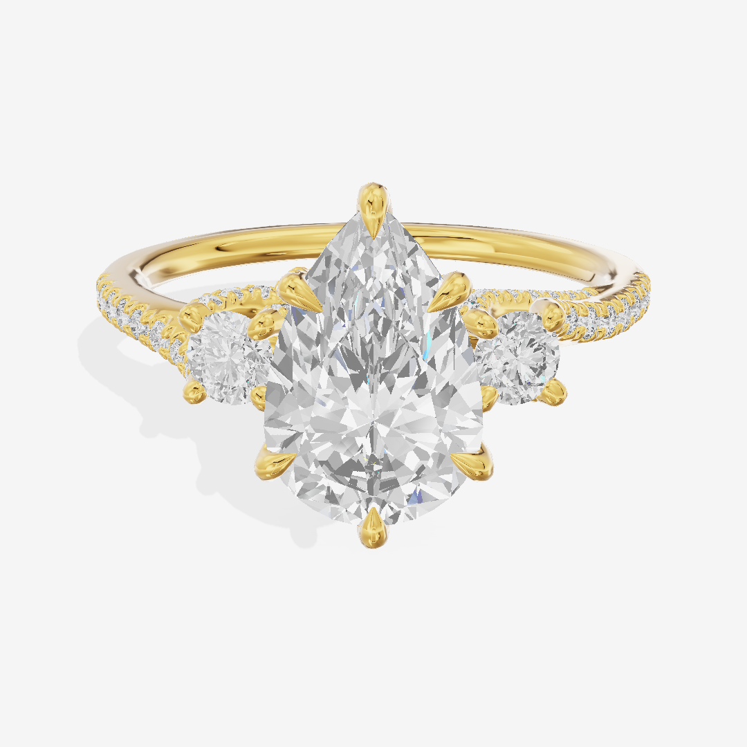 Luxe Triade Pear Three Stone Engagement Ring (1/2 ct. tw.) in 14K Yellow Gold