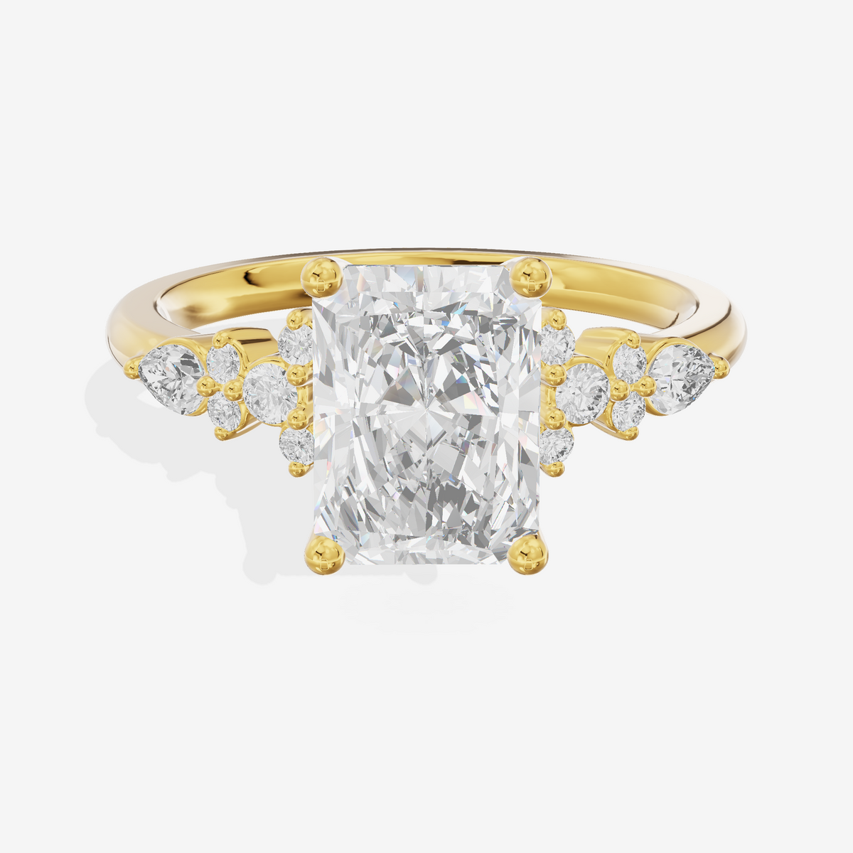 Tender Adorae Radiant Engagement Ring with Side Stones (1/5 ct. tw.) in 18K Yellow Gold
