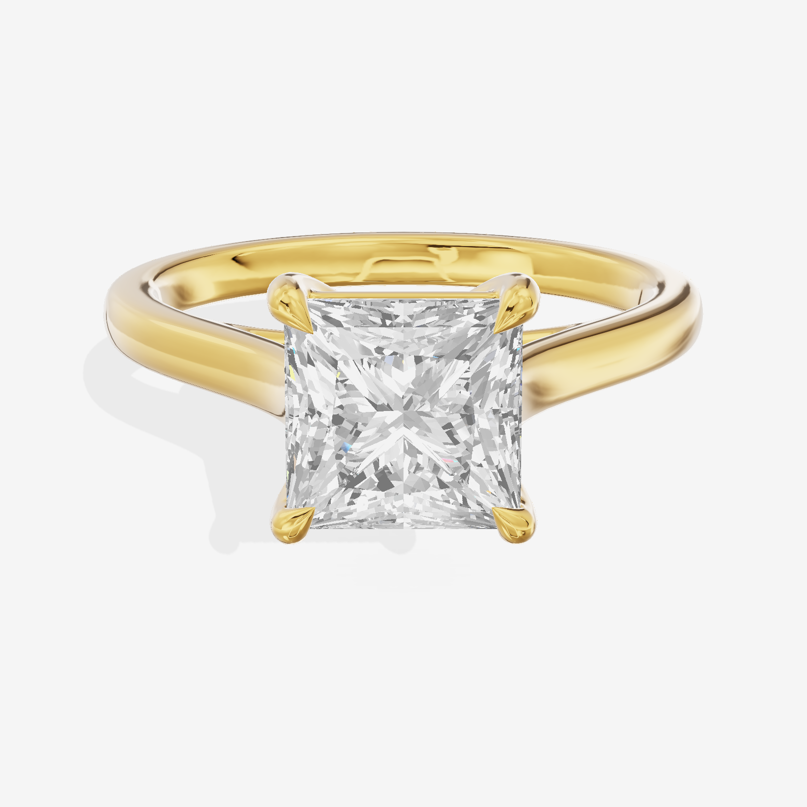 Whispered Coeurine 2mm Princess Solitaire Engagement Ring in 14K Yellow Gold
