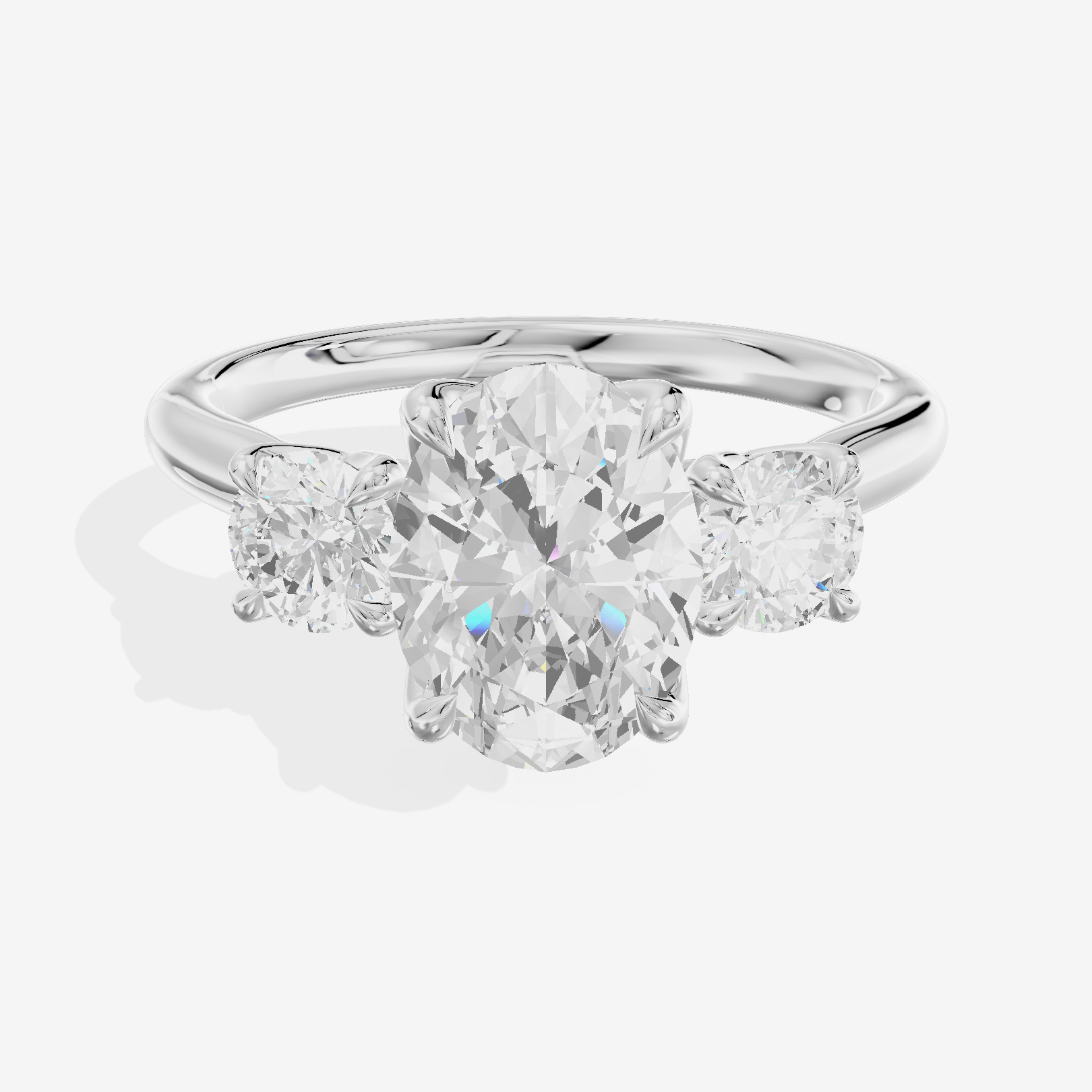 Grand Triade Oval Three Stone Engagement Ring (2/5 ct. tw.) in 18K White Gold