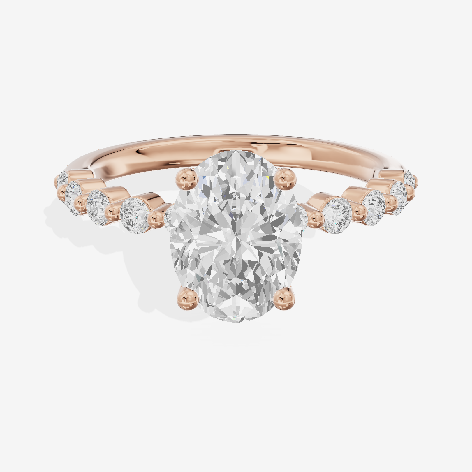 Lustrous Aimora 3mm Oval Solitaire Engagement Ring in 18K Rose Gold