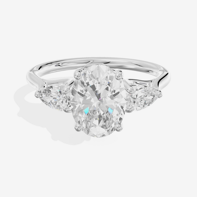 Grand Vowsae Three Stone Oval Engagement Ring (2/5 ct. tw.) in 18K White Gold