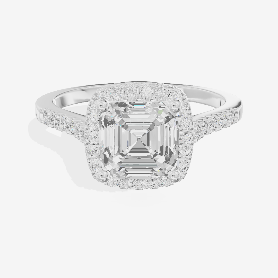 Lumera Halo Asscher Engagement Ring (1/5 ct. tw.) in 14K White Gold