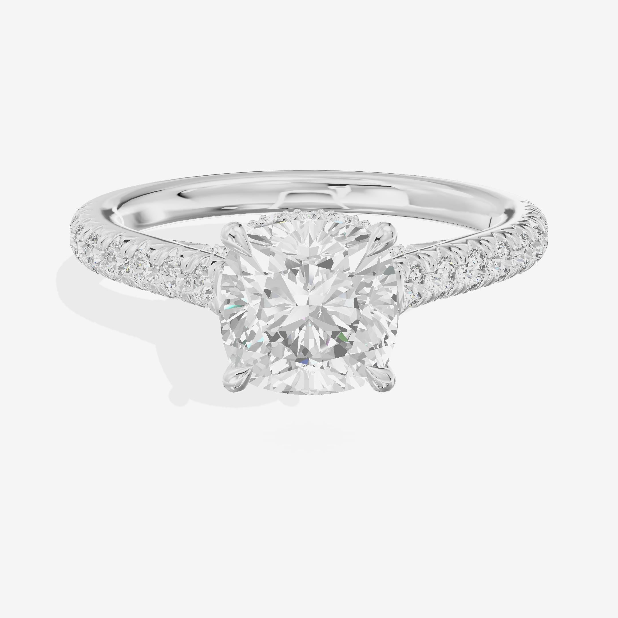 Modern Linger Cushion Engagement Ring with Side Stones (3/4 ct. tw.) in 18K White Gold