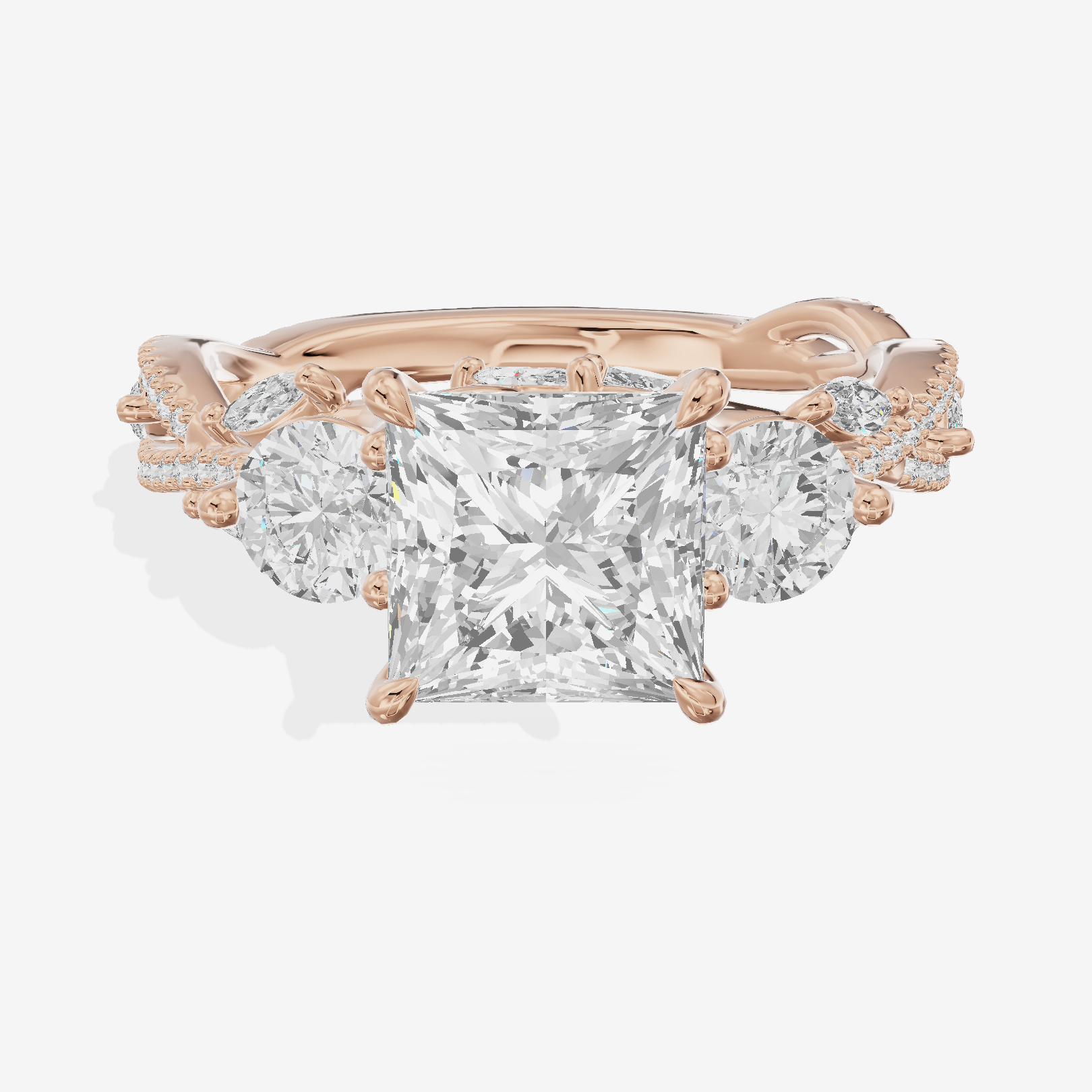 Classic Coeurine Three Stone Princess Engagement Ring (3/5 ct. tw.) in 14K Rose Gold